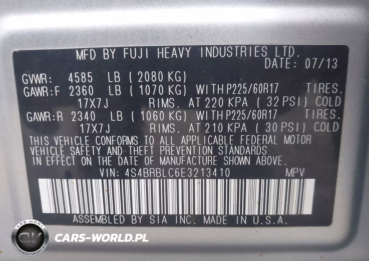2014 Subaru Outback 2.5I Limited VIN:4S4BRBLC6E3213410 - 9