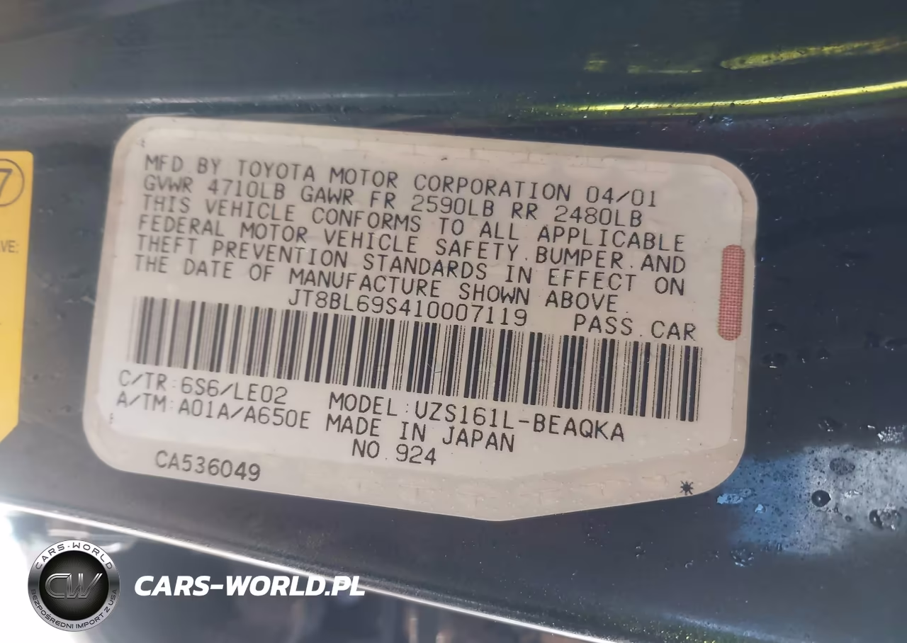 2001 Lexus Gs 430 VIN:JT8BL69S410007119 - 9