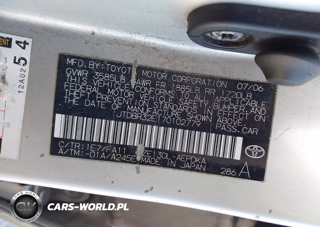 2007 Toyota Corolla Ce VIN:JTDBR32E170102779 - 9