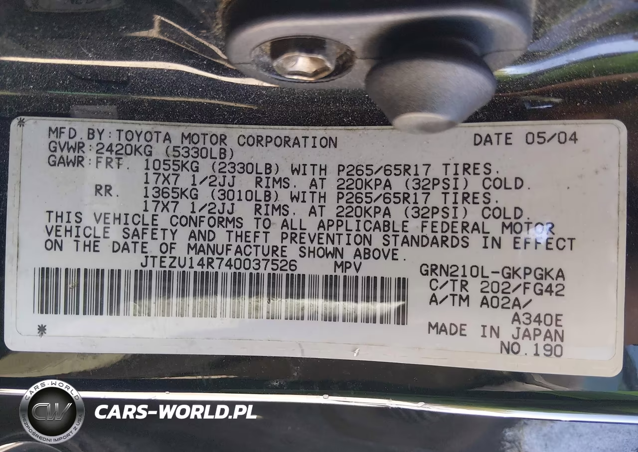 2004 Toyota 4Runner Sr5 V6 VIN:JTEZU14R740037526 - 9