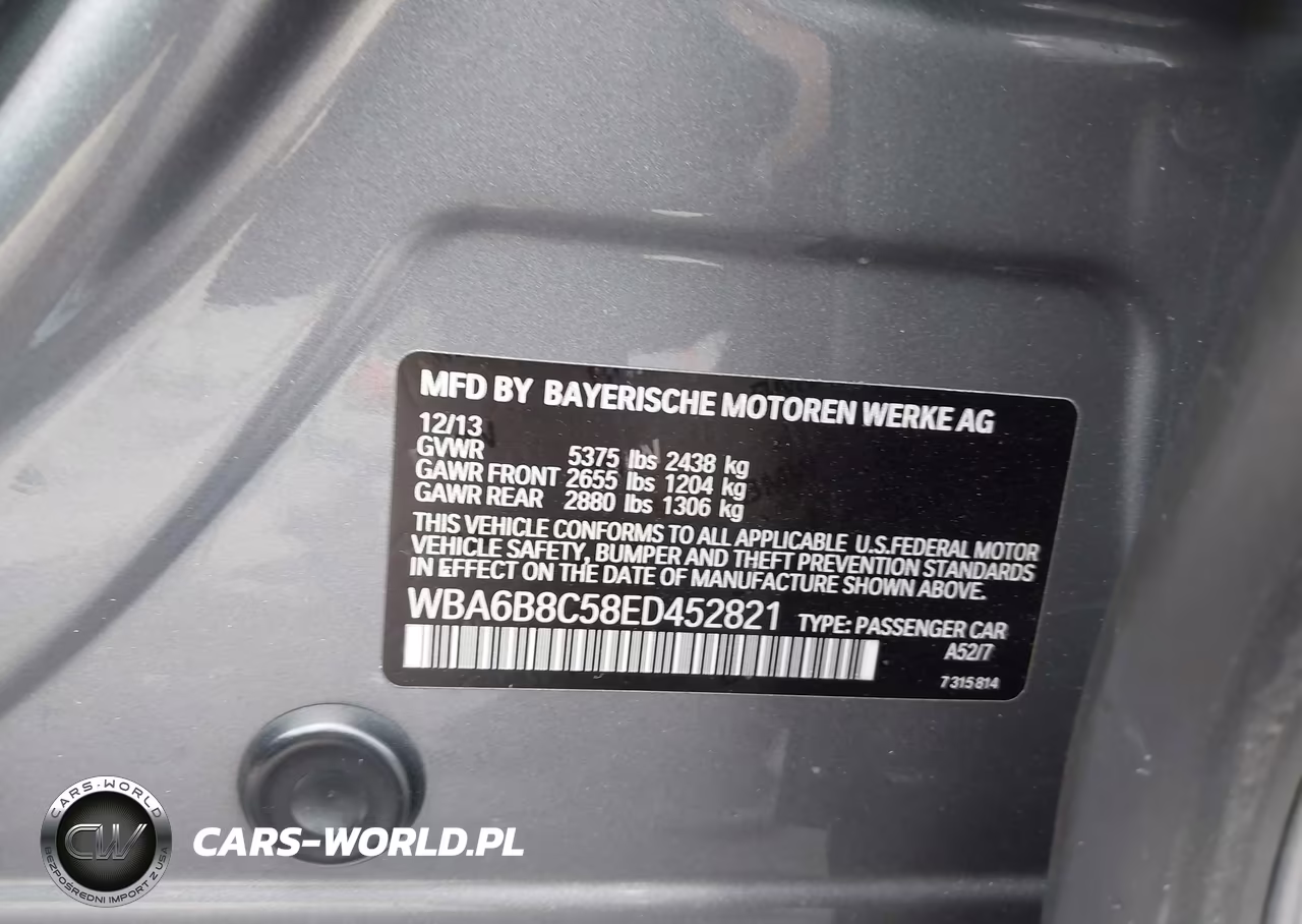 2014 BMW 640I Gran Coupe xDrive VIN:WBA6B8C58ED452821 - 9