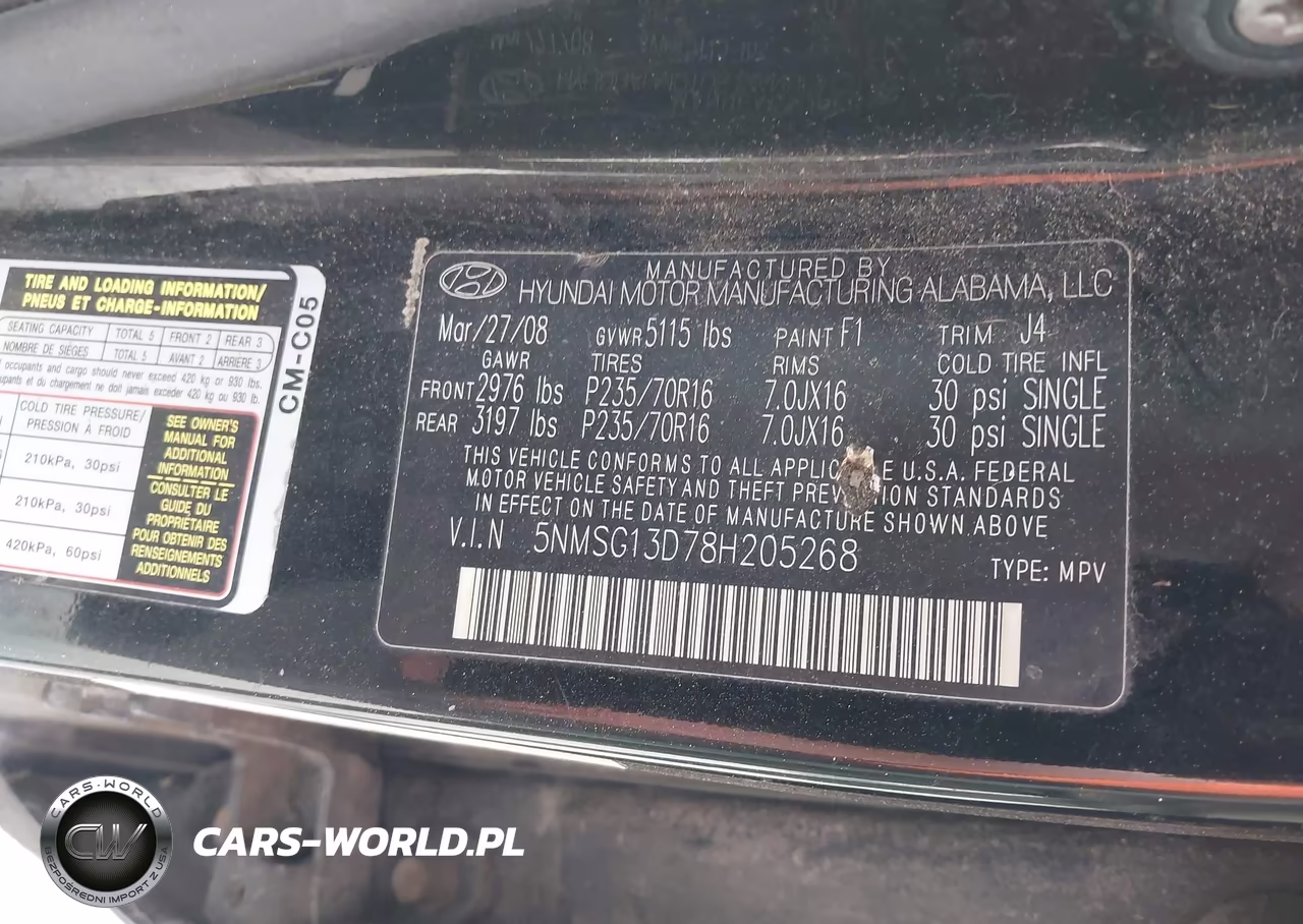 2008 Hyundai Santa Fe Gls VIN:5NMSG13D78H205268 - 9