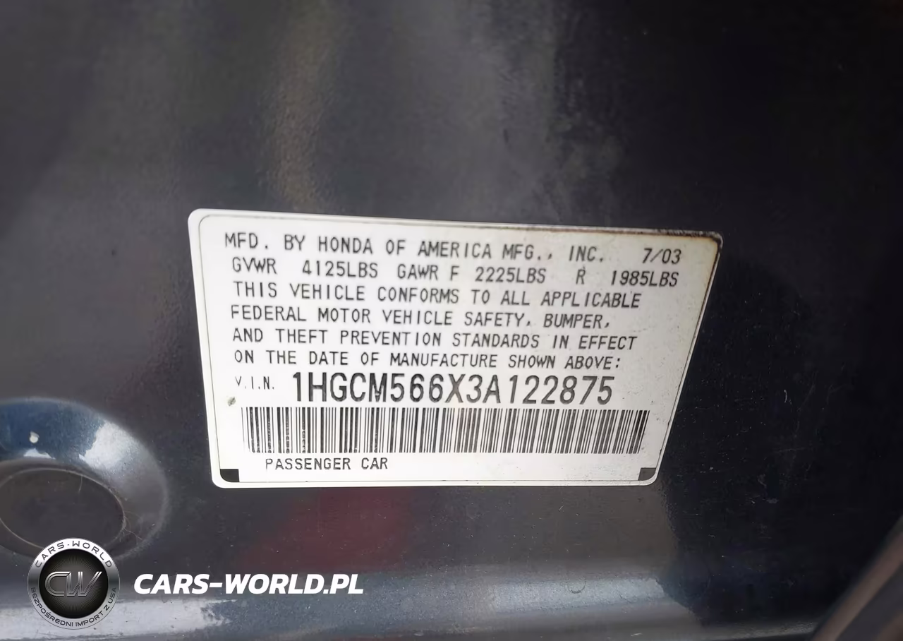 2003 Honda Accord 2.4 Ex VIN:1HGCM566X3A122875 - 9