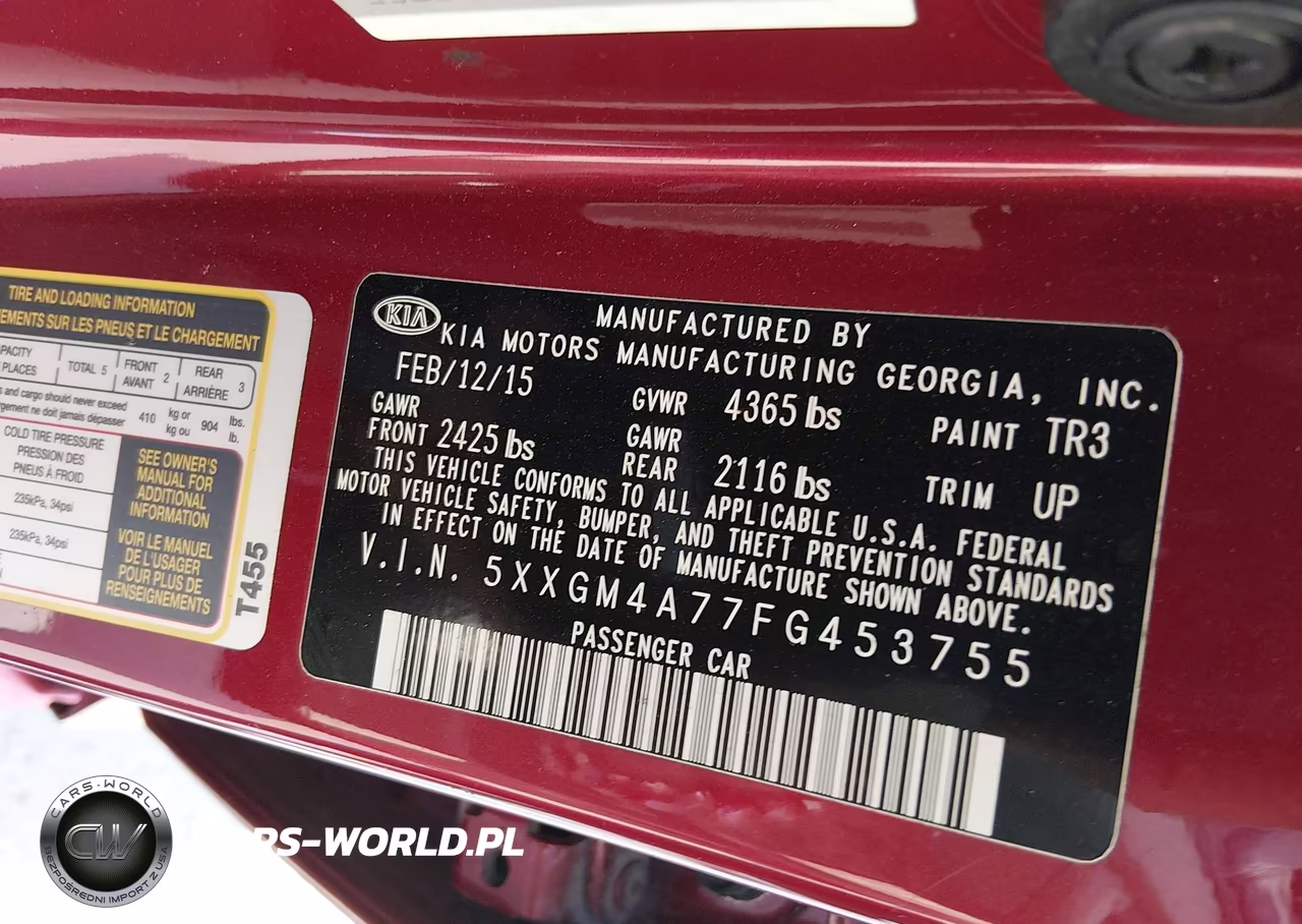 2015 Kia Optima Lx VIN:5XXGM4A77FG453755 - 9