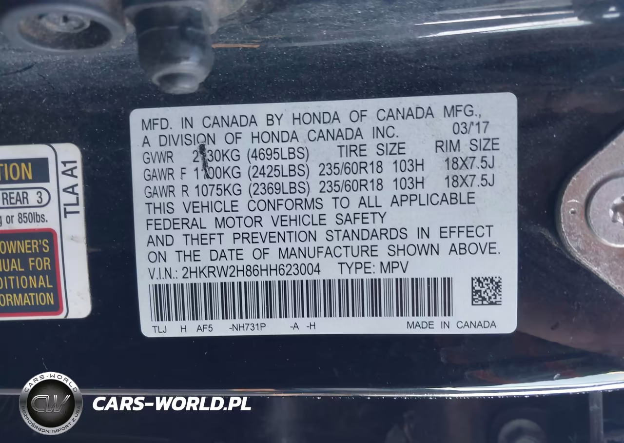2017 Honda Cr-V Ex-L-Ex-L Navi VIN:2HKRW2H86HH623004 - 9