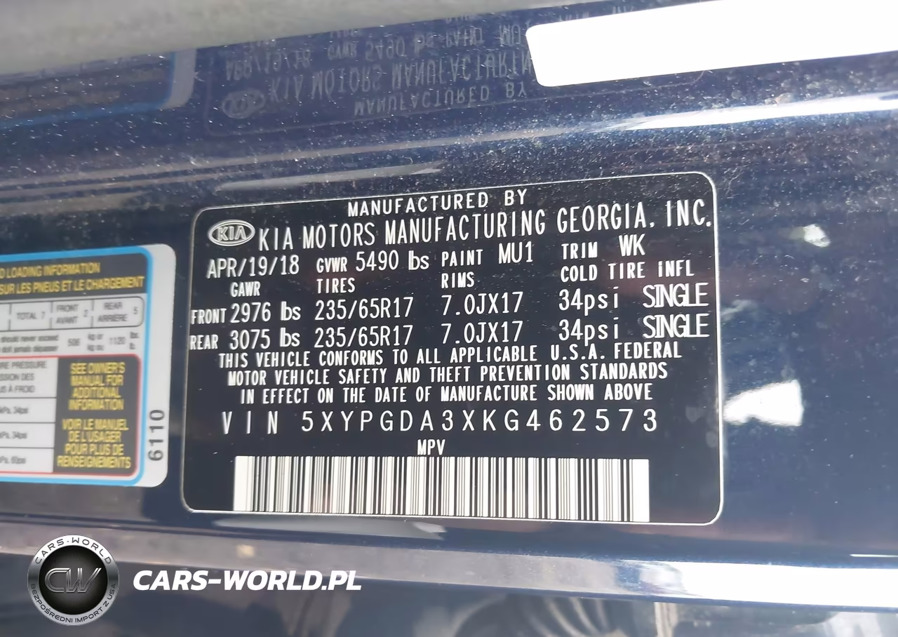 2019 Kia Sorento 2.4L Lx VIN:5XYPGDA3XKG462573 - 9