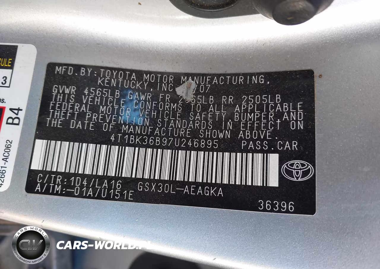 2007 Toyota Avalon Xls VIN:4T1BK36B97U246895 - 9