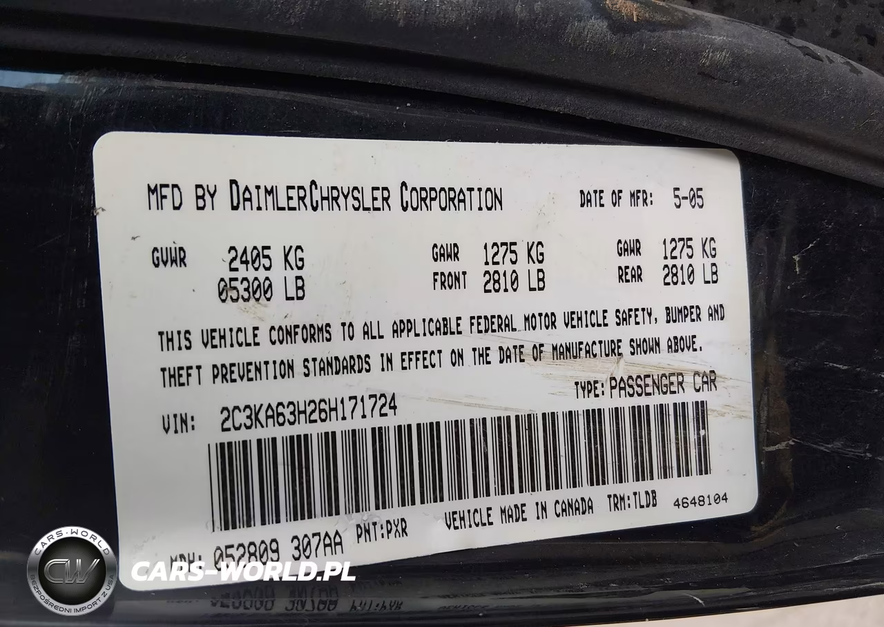 2006 Chrysler 300C VIN:2C3KA63H26H171724 - 9