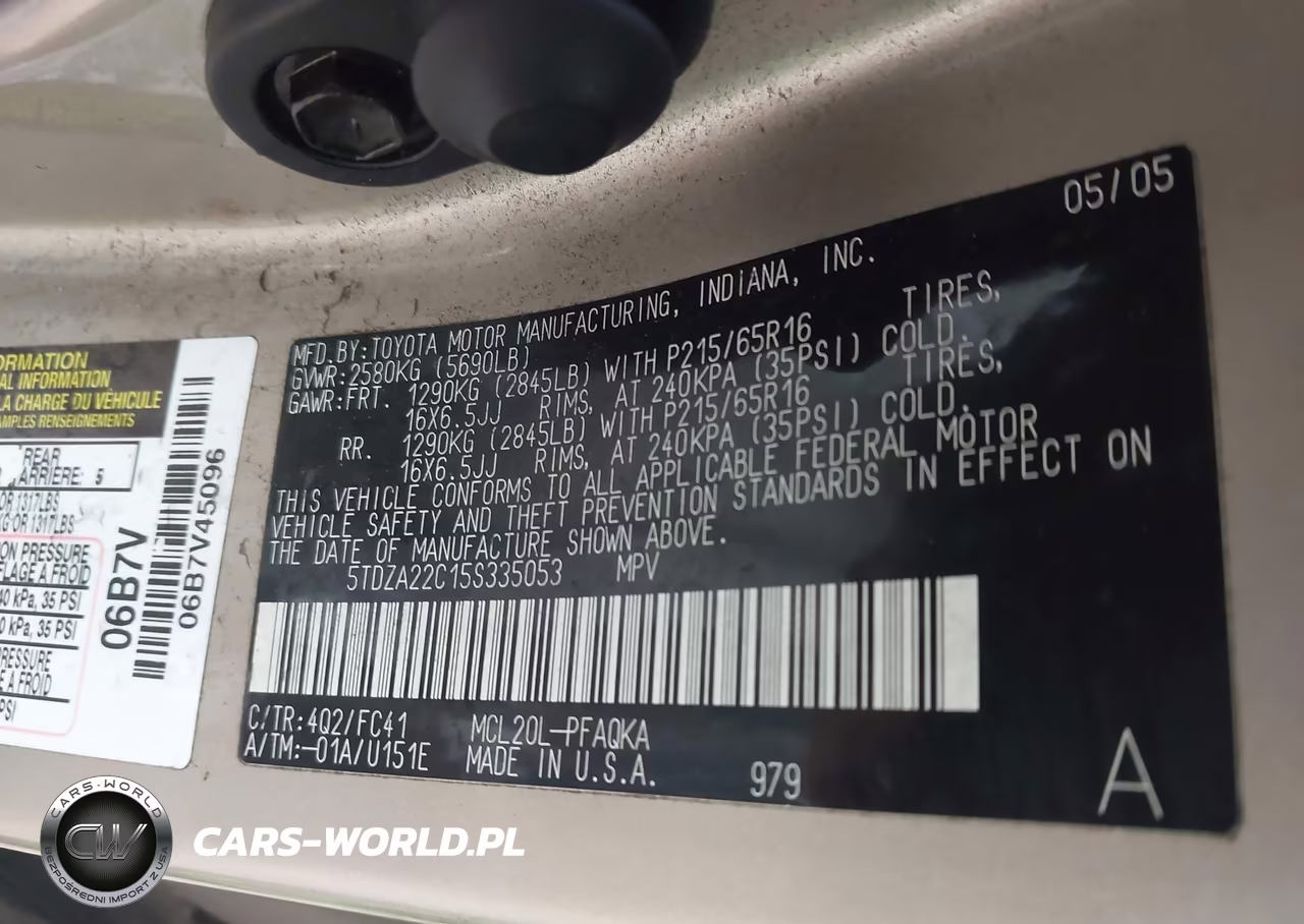 2005 Toyota Sienna Xle VIN:5TDZA22C15S335053 - 9