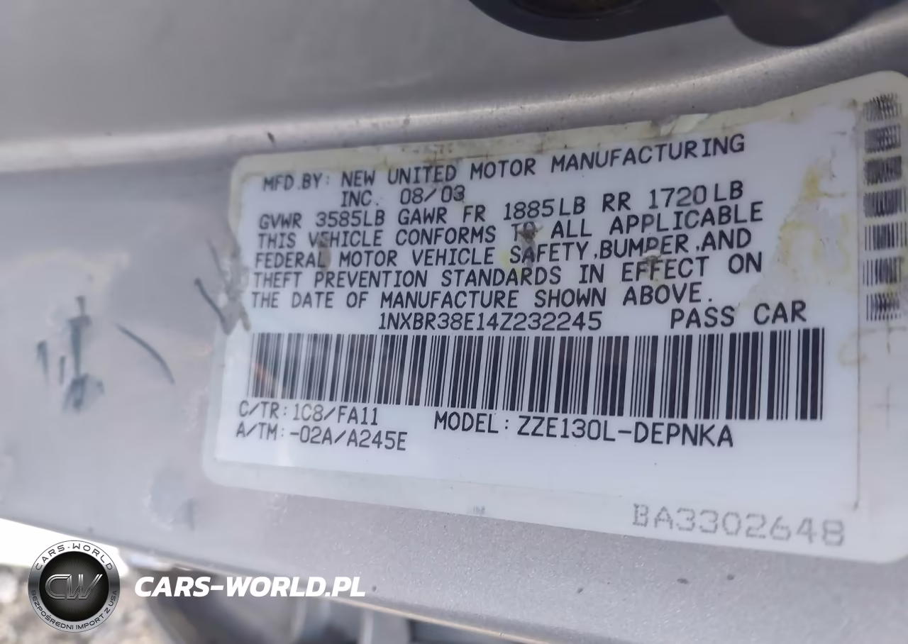 2004 Toyota Corolla Le VIN:1NXBR38E14Z232245 - 9