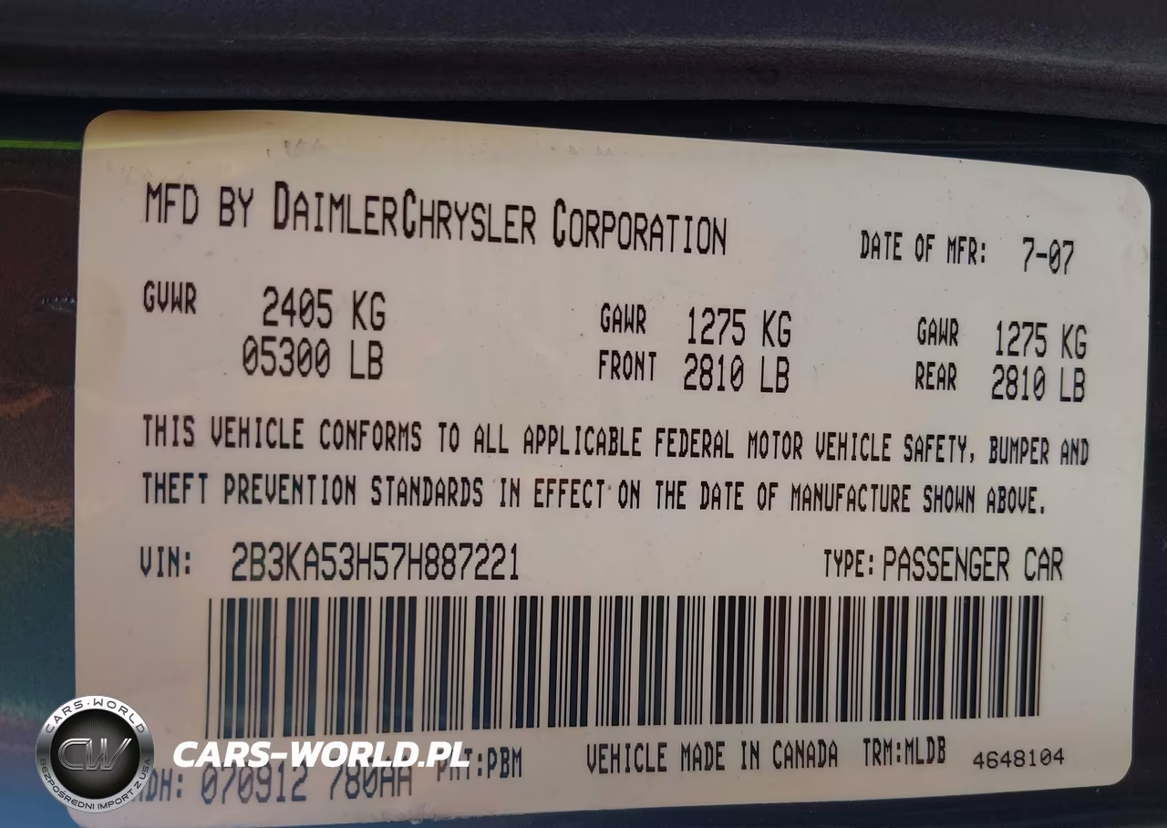 2007 Dodge Charger Rt VIN:2B3KA53H57H887221 - 9