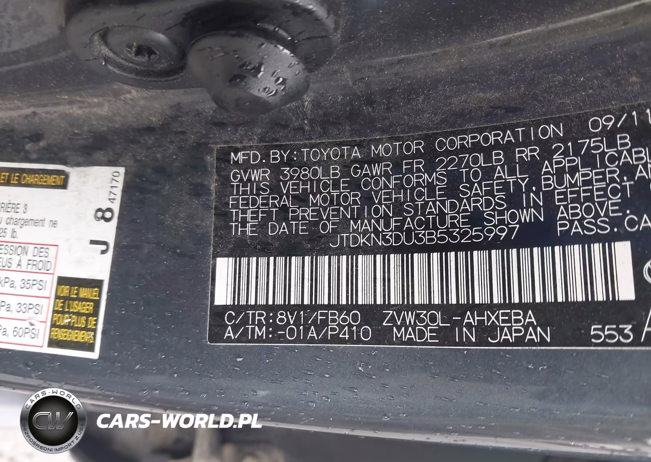 2011 Toyota Prius Two VIN:JTDKN3DU3B5325997 - 9