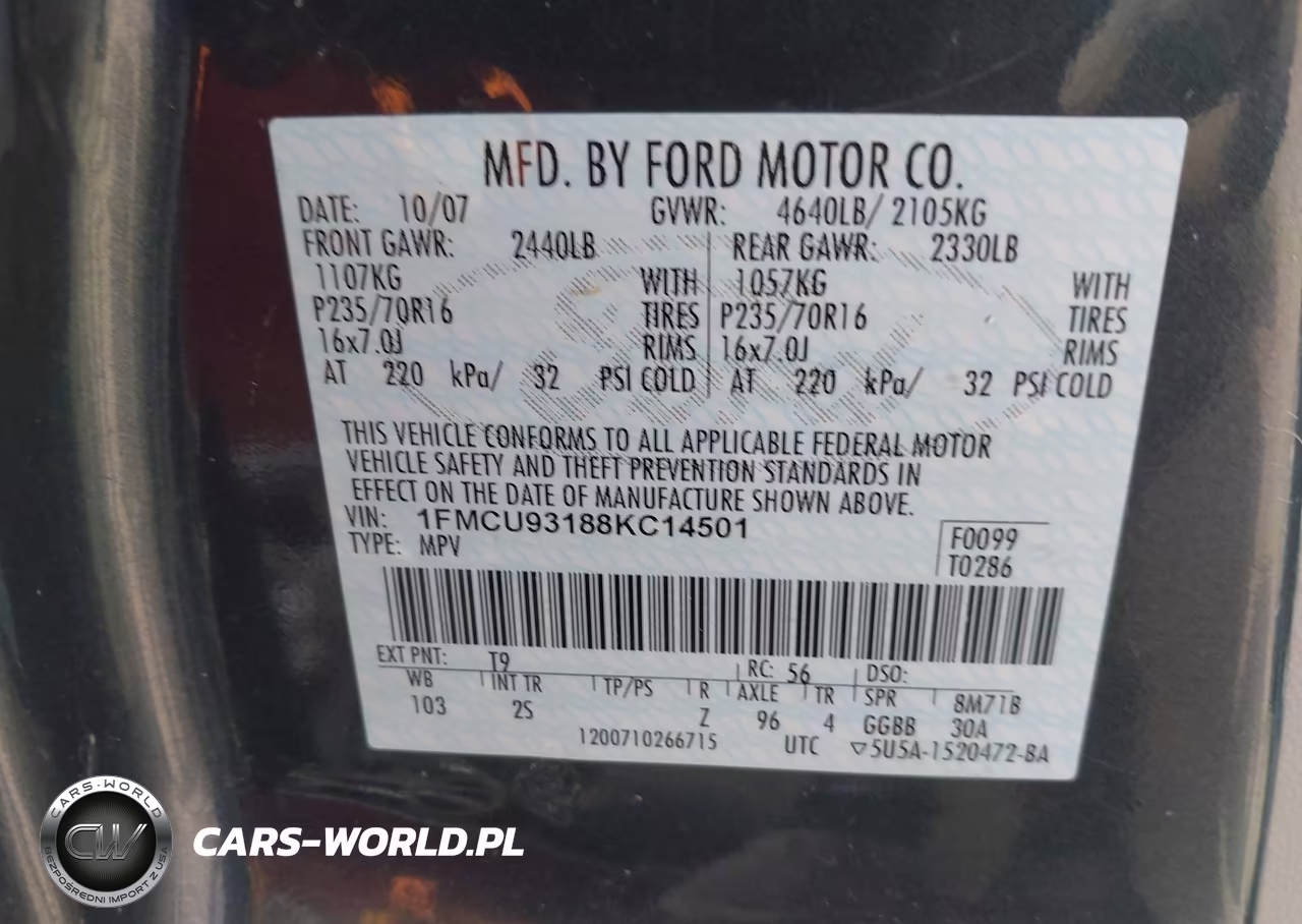 2008 Ford Escape Xlt VIN:1FMCU93188KC14501 - 9