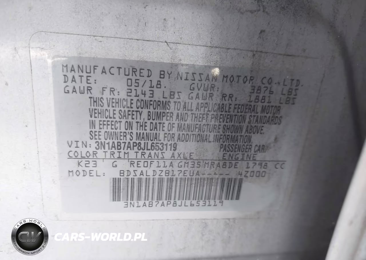 2018 Nissan Sentra Sv VIN:3N1AB7AP8JL653119 - 9