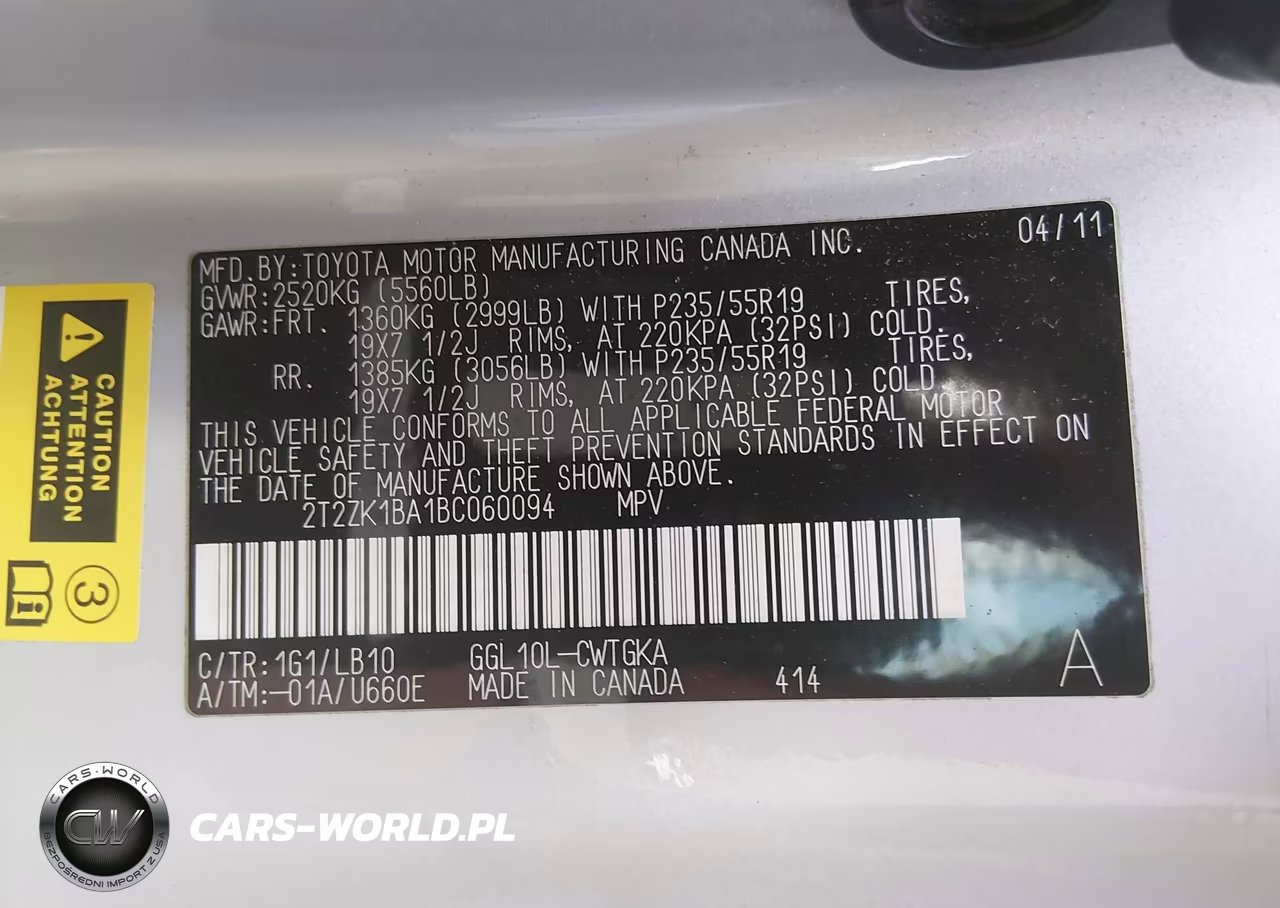 2011 Lexus Rx 350 VIN:2T2ZK1BA1BC060094 - 9