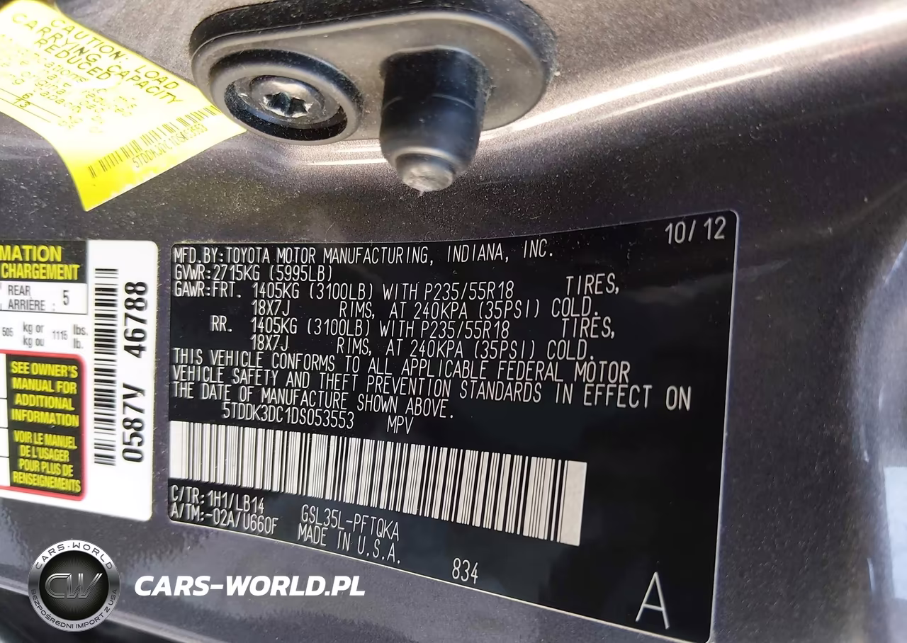2013 Toyota Sienna Xle 7 Passenger VIN:5TDDK3DC1DS053553 - 9