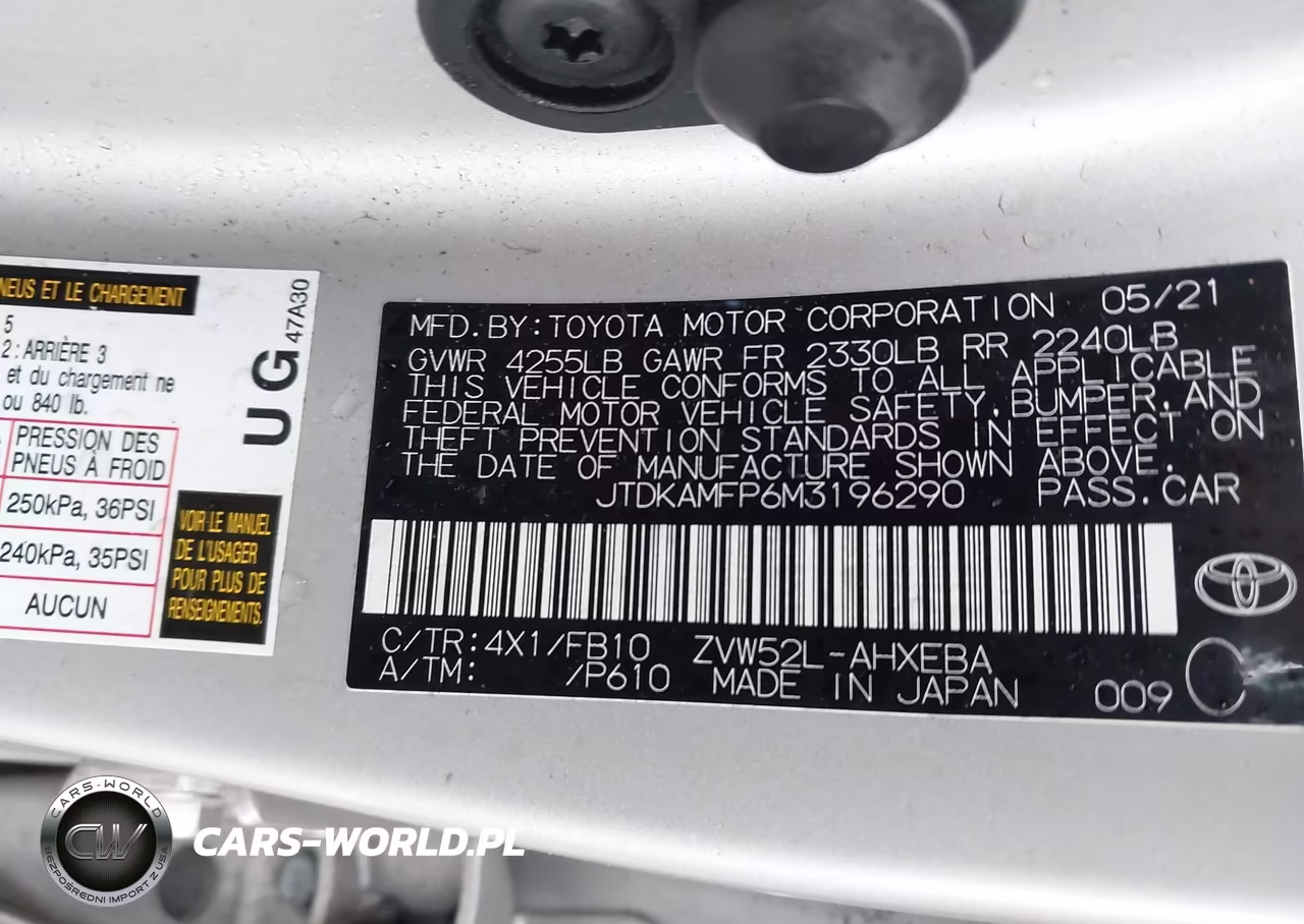 2021 Toyota Prius Prime Le VIN:JTDKAMFP6M3196290 - 9