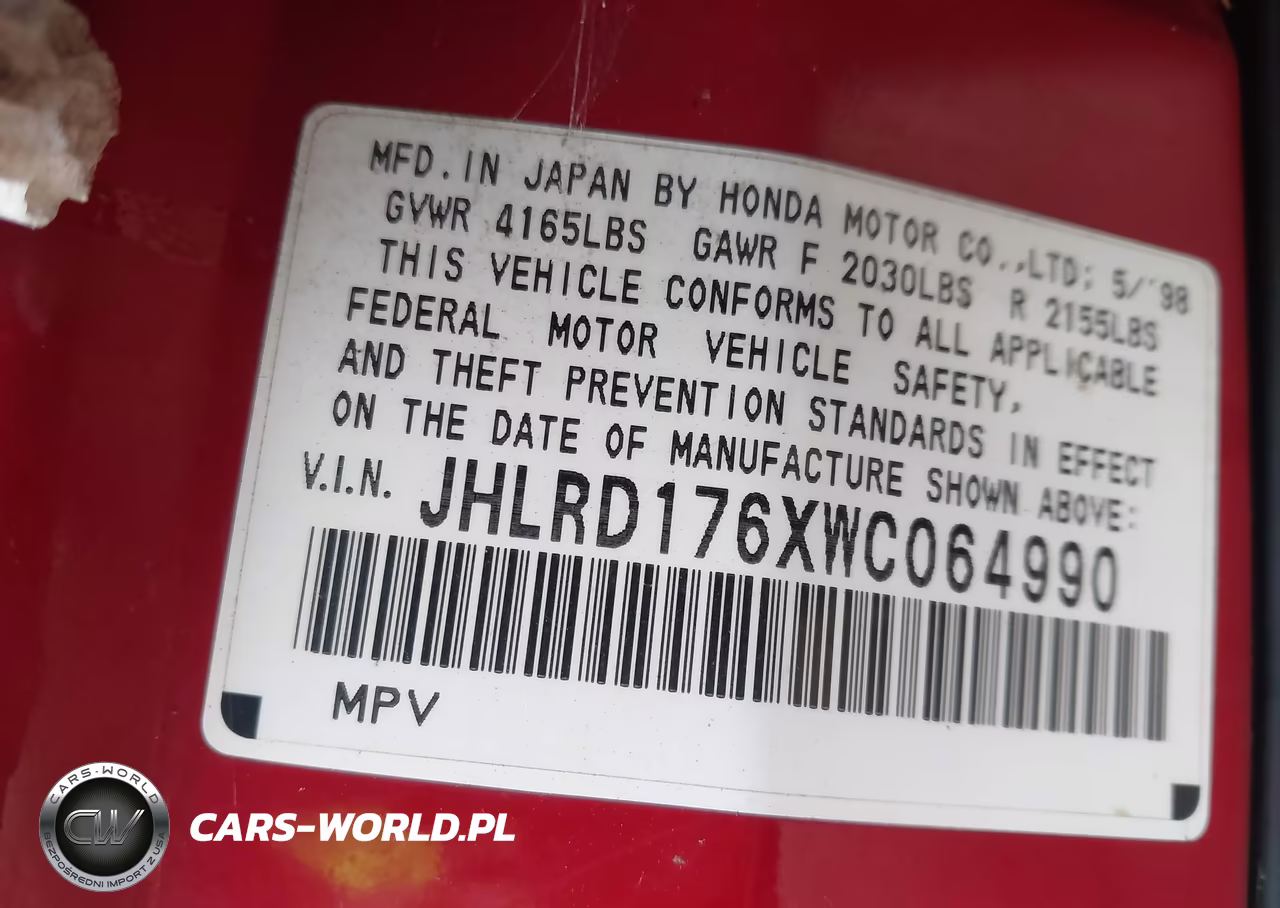 1998 Honda Cr-V Ex VIN:JHLRD176XWC064990 - 9