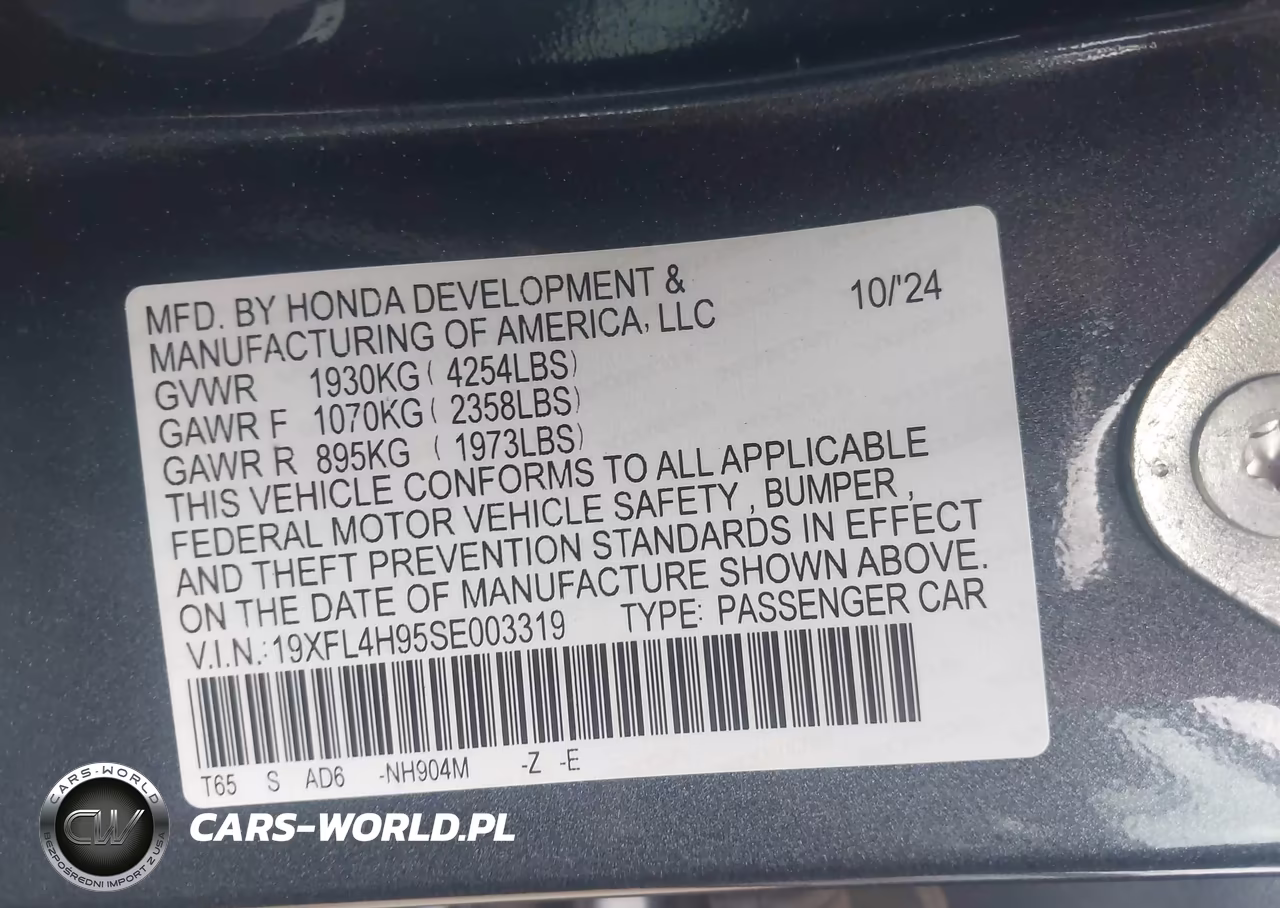 2025 Honda Civic Hybrid Sport Touring VIN:19XFL4H95SE003319 - 9
