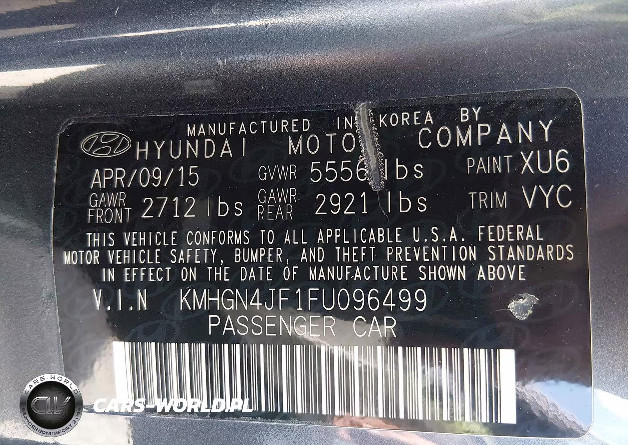 2015 Hyundai Genesis 5.0 VIN:KMHGN4JF1FU096499 - 9