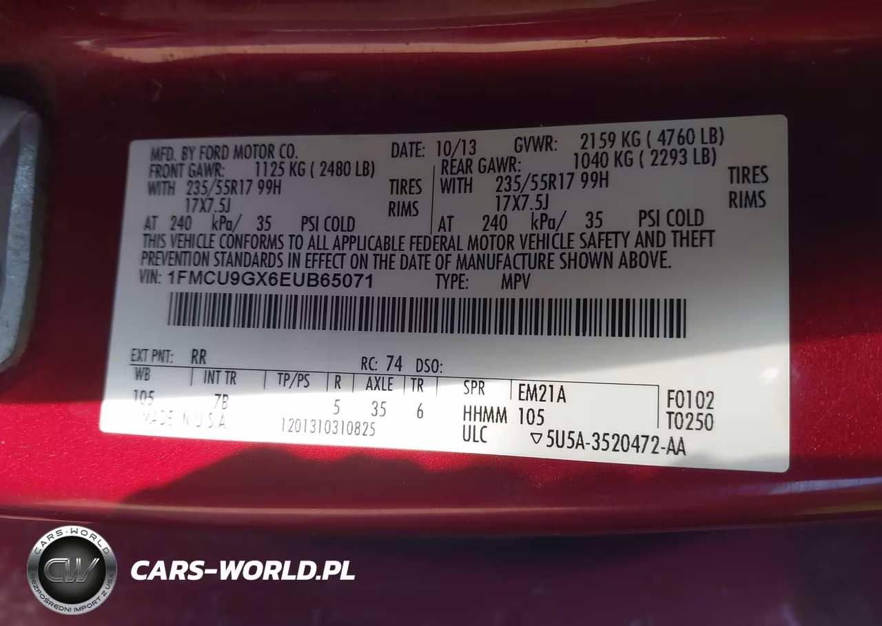 2014 Ford Escape Se VIN:1FMCU9GX6EUB65071 - 9