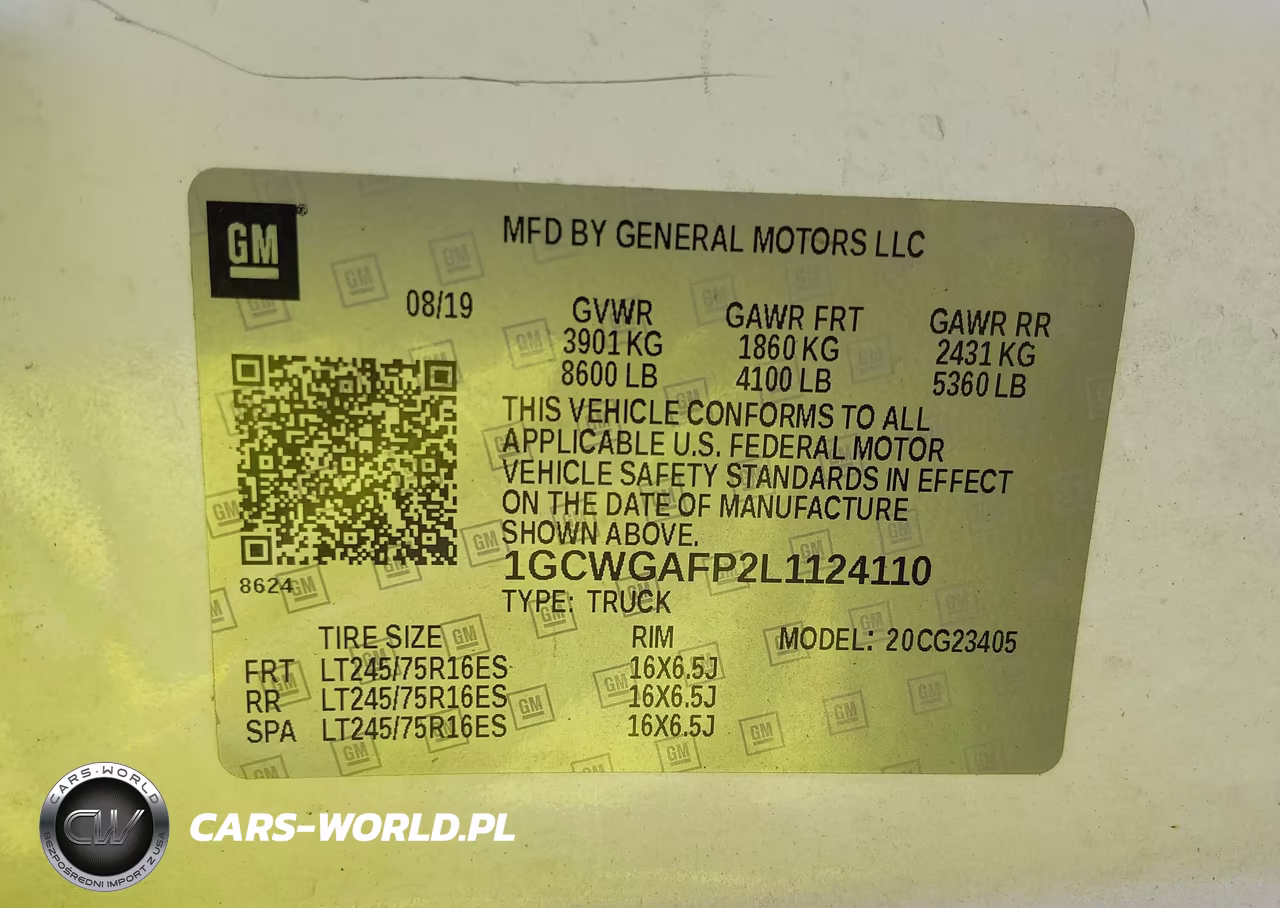 2020 Chevrolet Express Cargo Rwd 2500 Regular Wheelbase Wt VIN:1GCWGAFP2L1124110 - 9