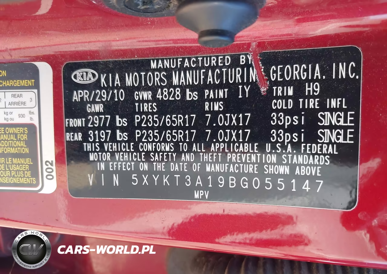 2011 Kia Sorento Lx VIN:5XYKT3A19BG055147 - 9