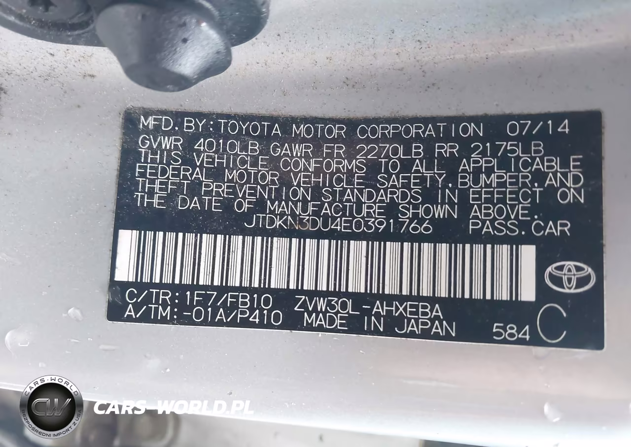 2014 Toyota Prius VIN:JTDKN3DU4E0391766 - 9