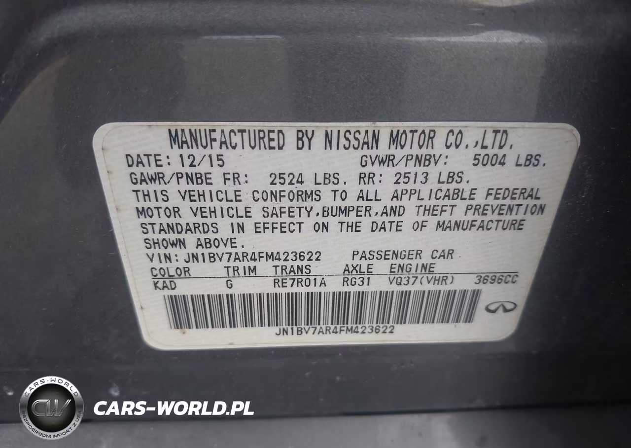 2015 Infiniti Q50 VIN:JN1BV7AR4FM423622 - 9