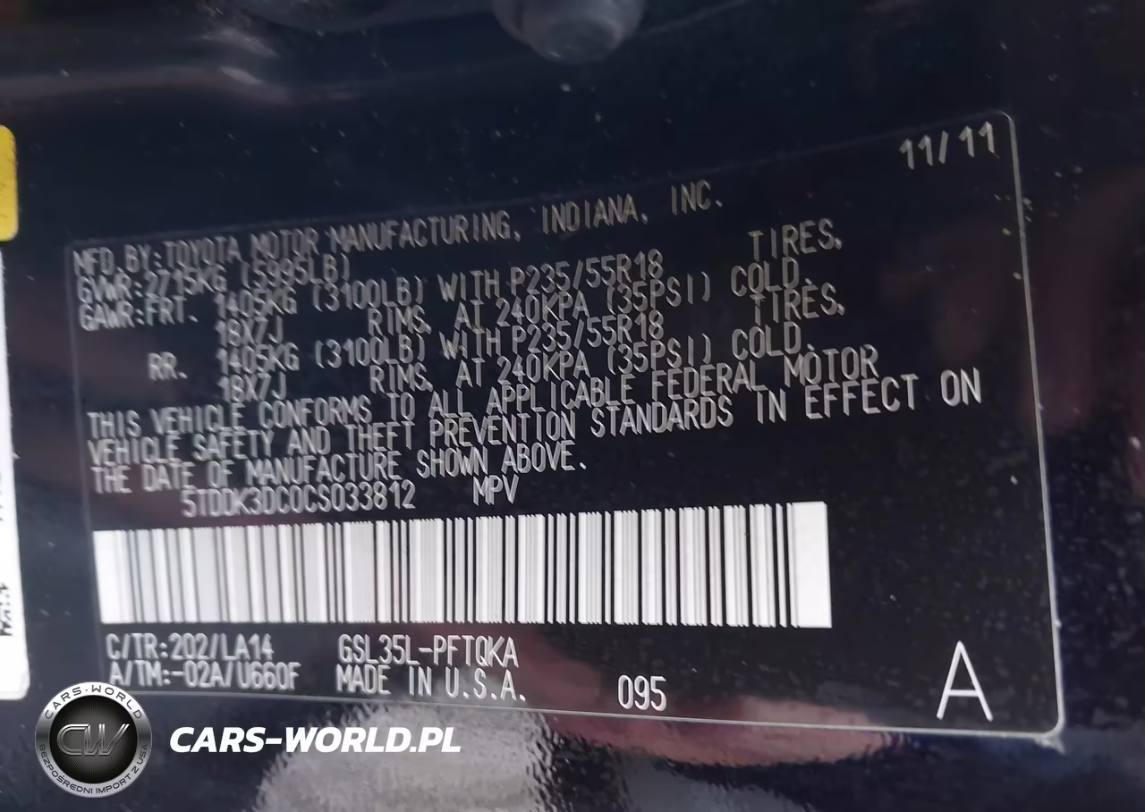 2012 Toyota Sienna Limited 7 Passenger VIN:5TDDK3DC0CS033812 - 9