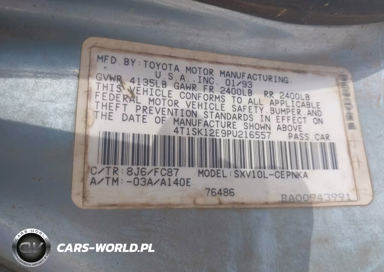 1993 Toyota Camry Le VIN:4T1SK12E9PU216557 - 9