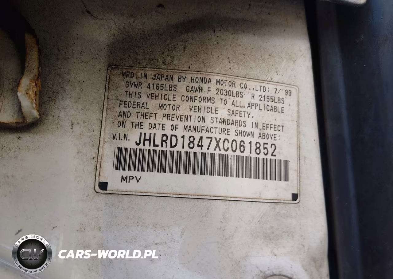 1999 Honda Cr-V Lx VIN:JHLRD1847XC061852 - 9