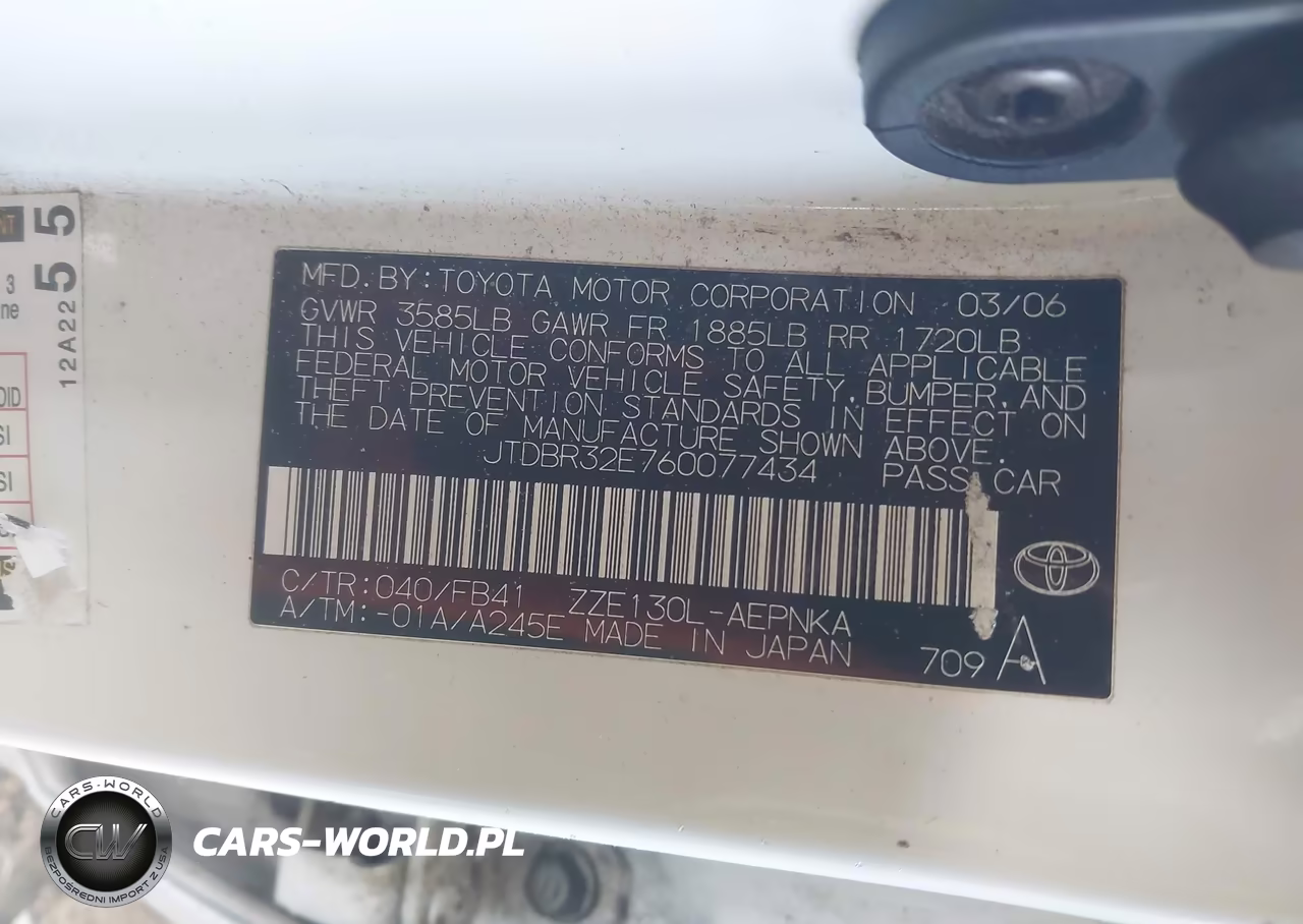 2006 Toyota Corolla Le VIN:JTDBR32E760077434 - 9