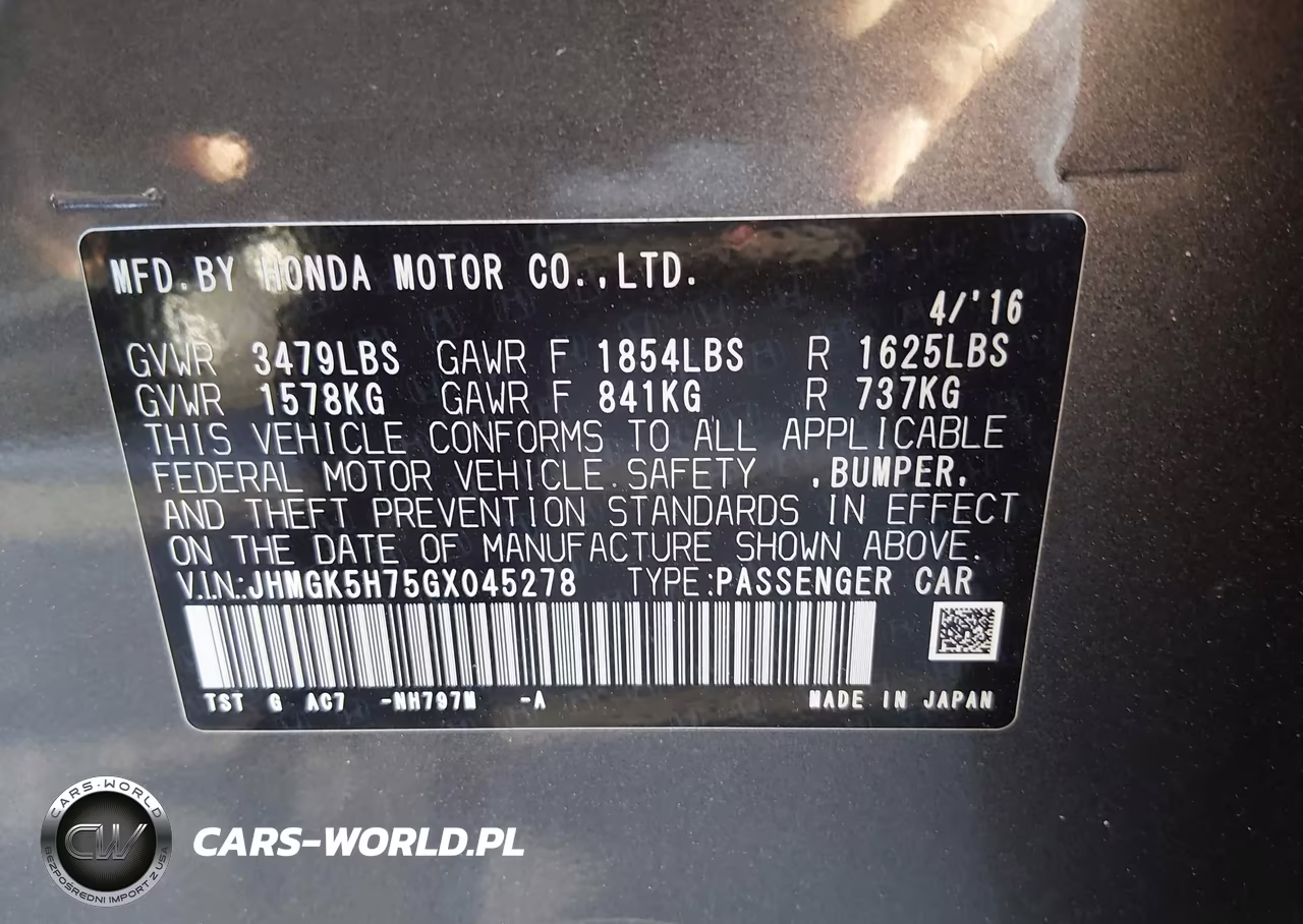 2016 Honda Fit Ex VIN:JHMGK5H75GX045278 - 9