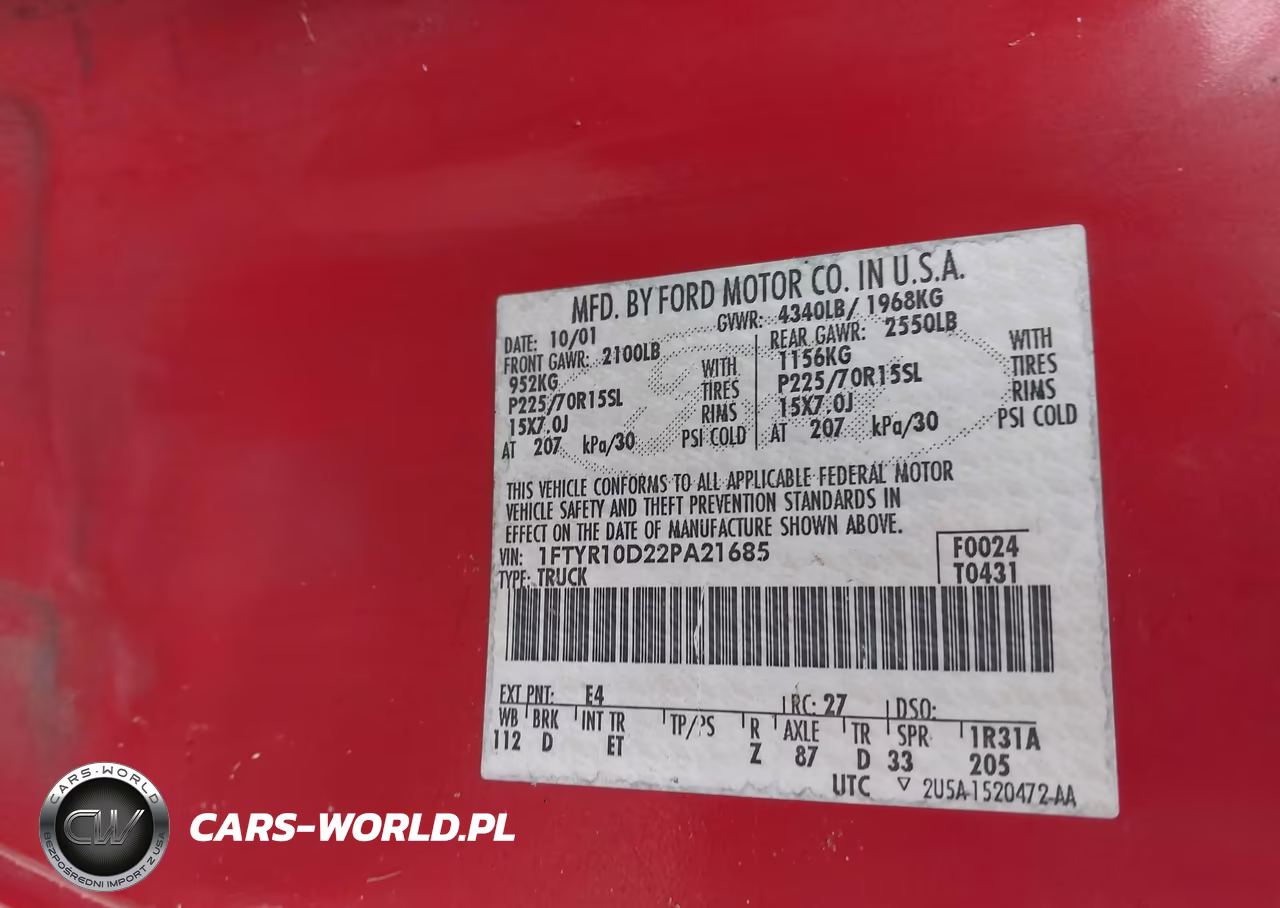 2002 Ford Ranger Xl-Xlt VIN:1FTYR10D22PA21685 - 9