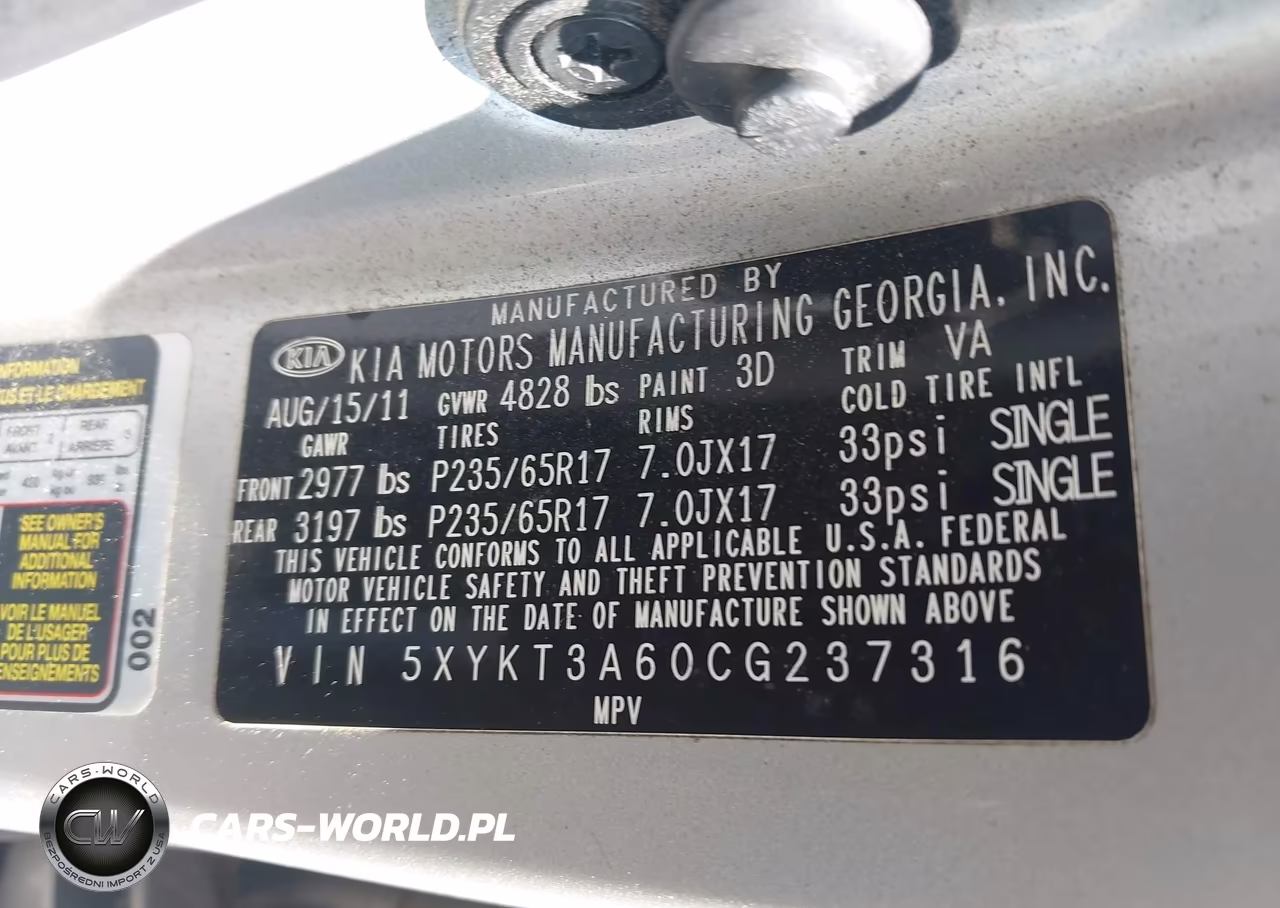 2012 Kia Sorento Lx VIN:5XYKT3A60CG237316 - 9