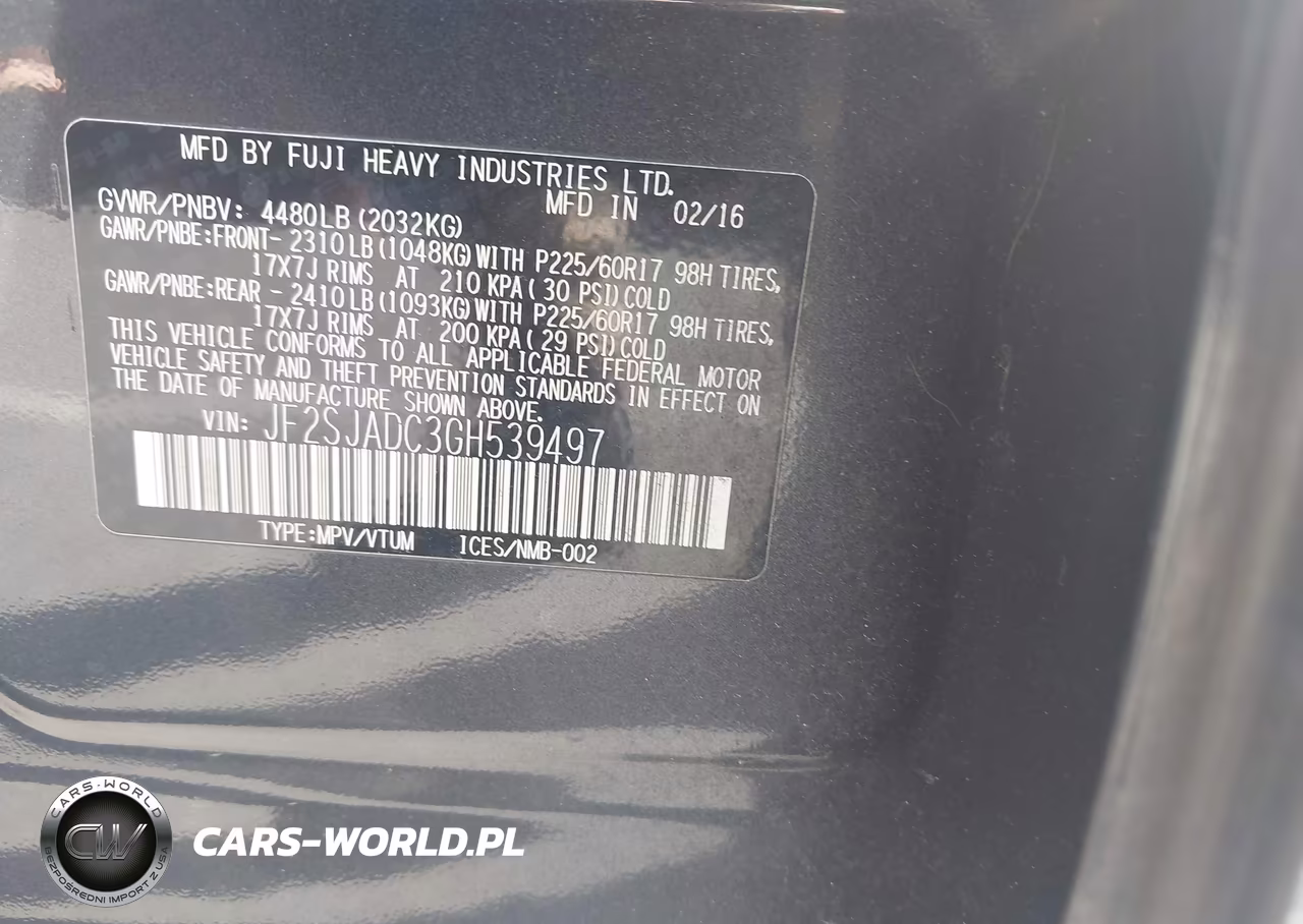 2016 Subaru Forester 2.5I Touring VIN:JF2SJAVC3GH539497 - 9