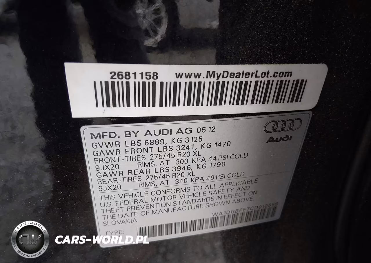 2012 Audi Q7 3.0T S Line Prestige VIN:WA1DGBFE7CD010558 - 9
