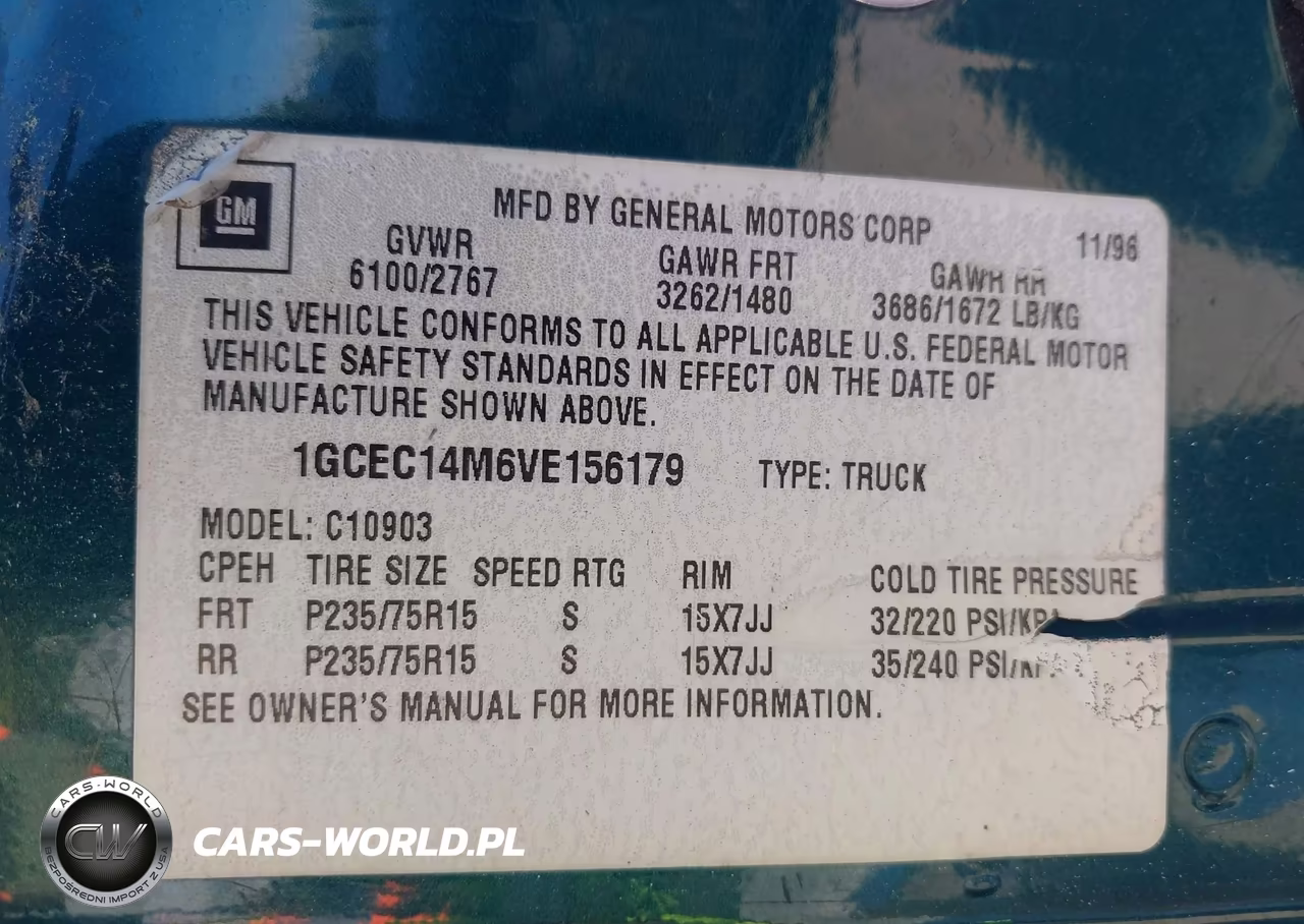 1997 Chevrolet C1500 Fleetside VIN:1GCEC14M6VE156179 - 9