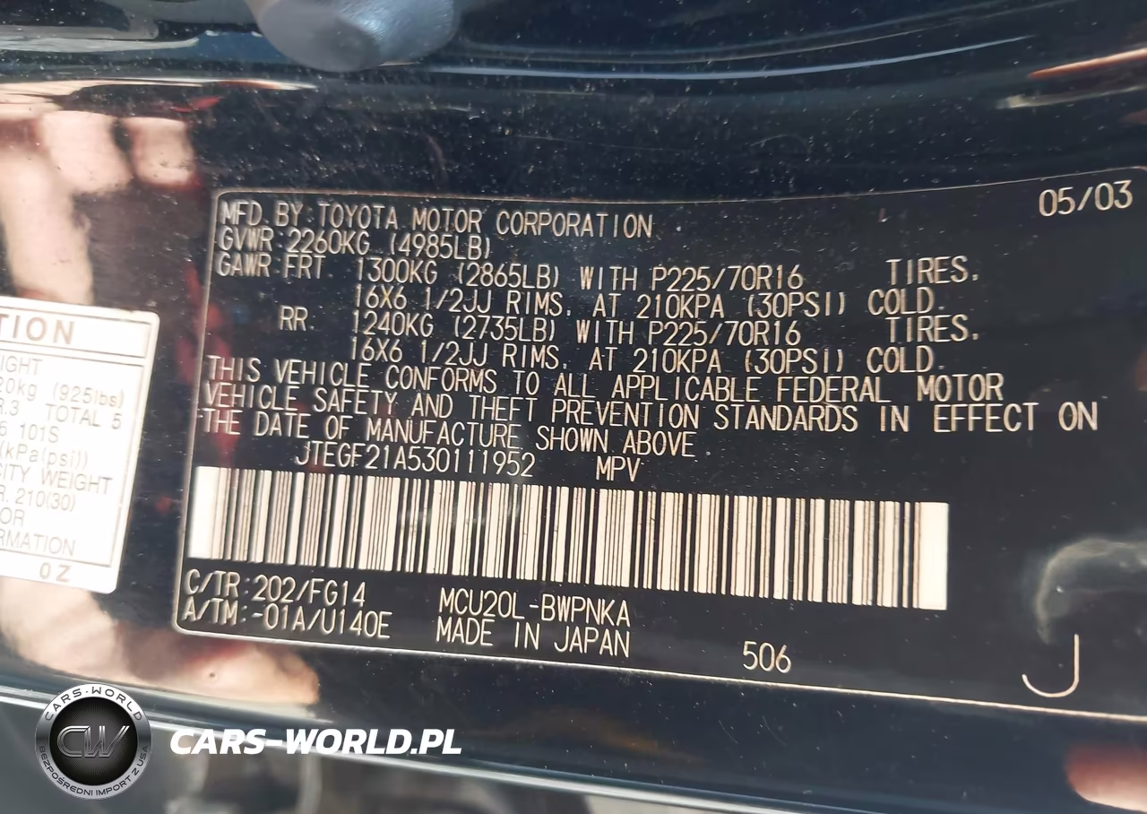 2003 Toyota Highlander V6 VIN:JTEGF21A530111952 - 9