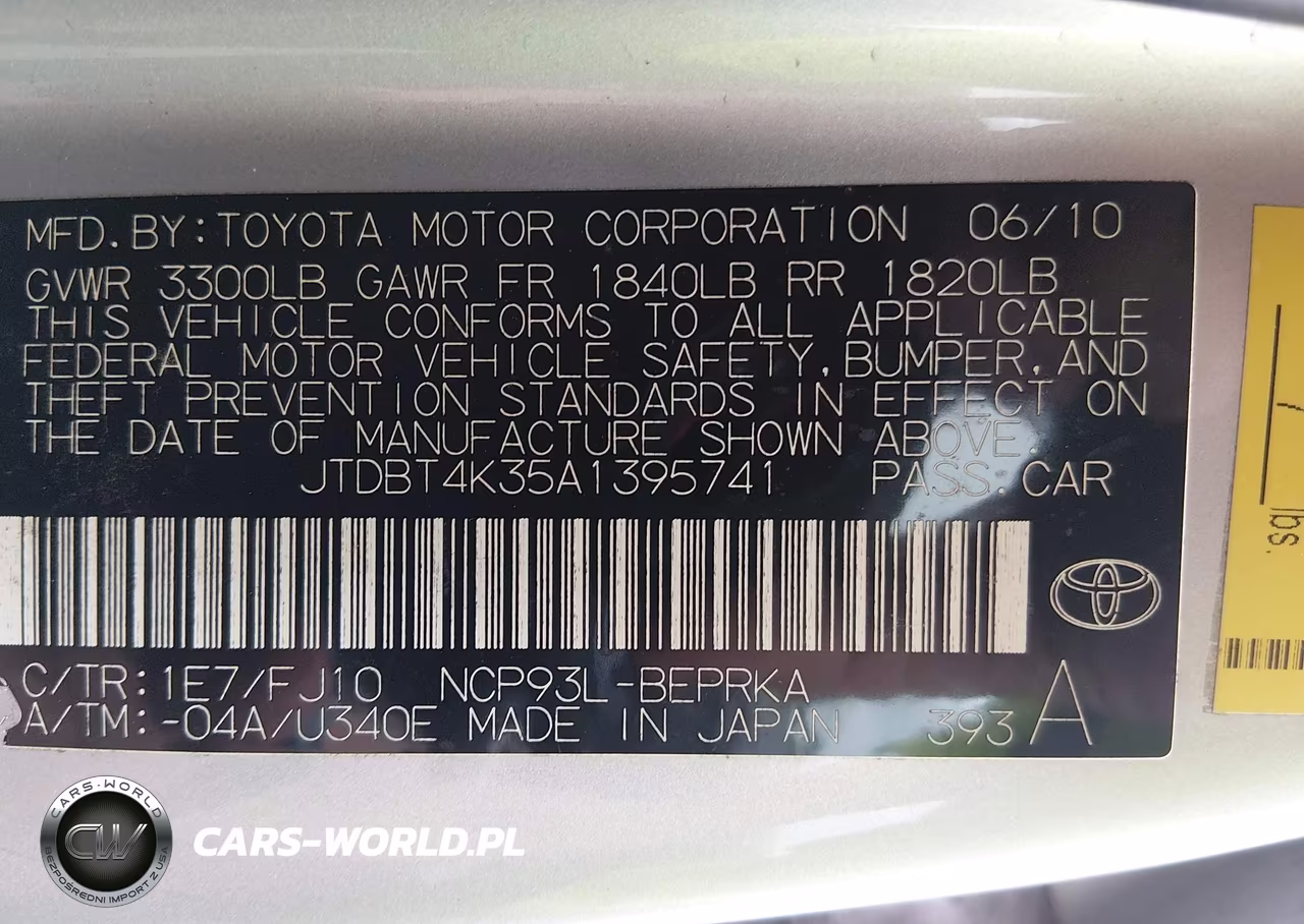 2010 Toyota Yaris VIN:JTDBT4K35A1395741 - 9