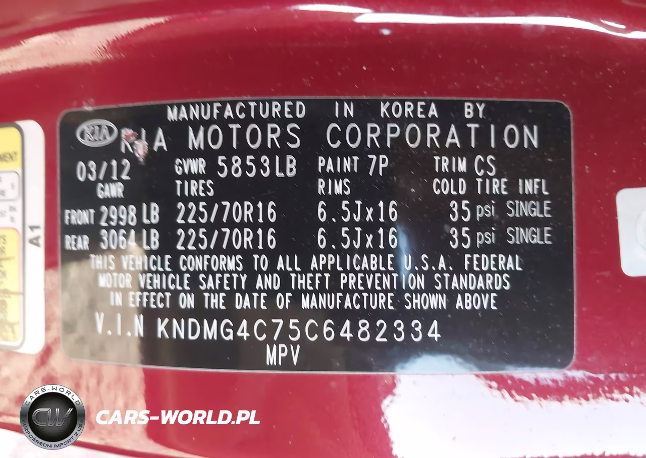 2012 Kia Sedona Lx VIN:KNDMG4C75C6482334 - 9