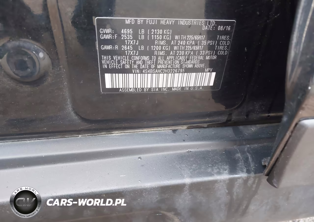 2017 Subaru Outback 2.5I Premium VIN:4S4BSAHC2H3226795 - 9