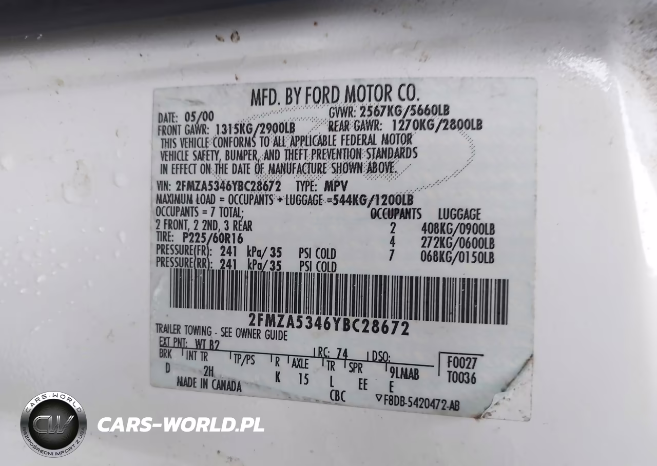 2000 Ford Windstar VIN:2FMZA5346YBC28672 - 9