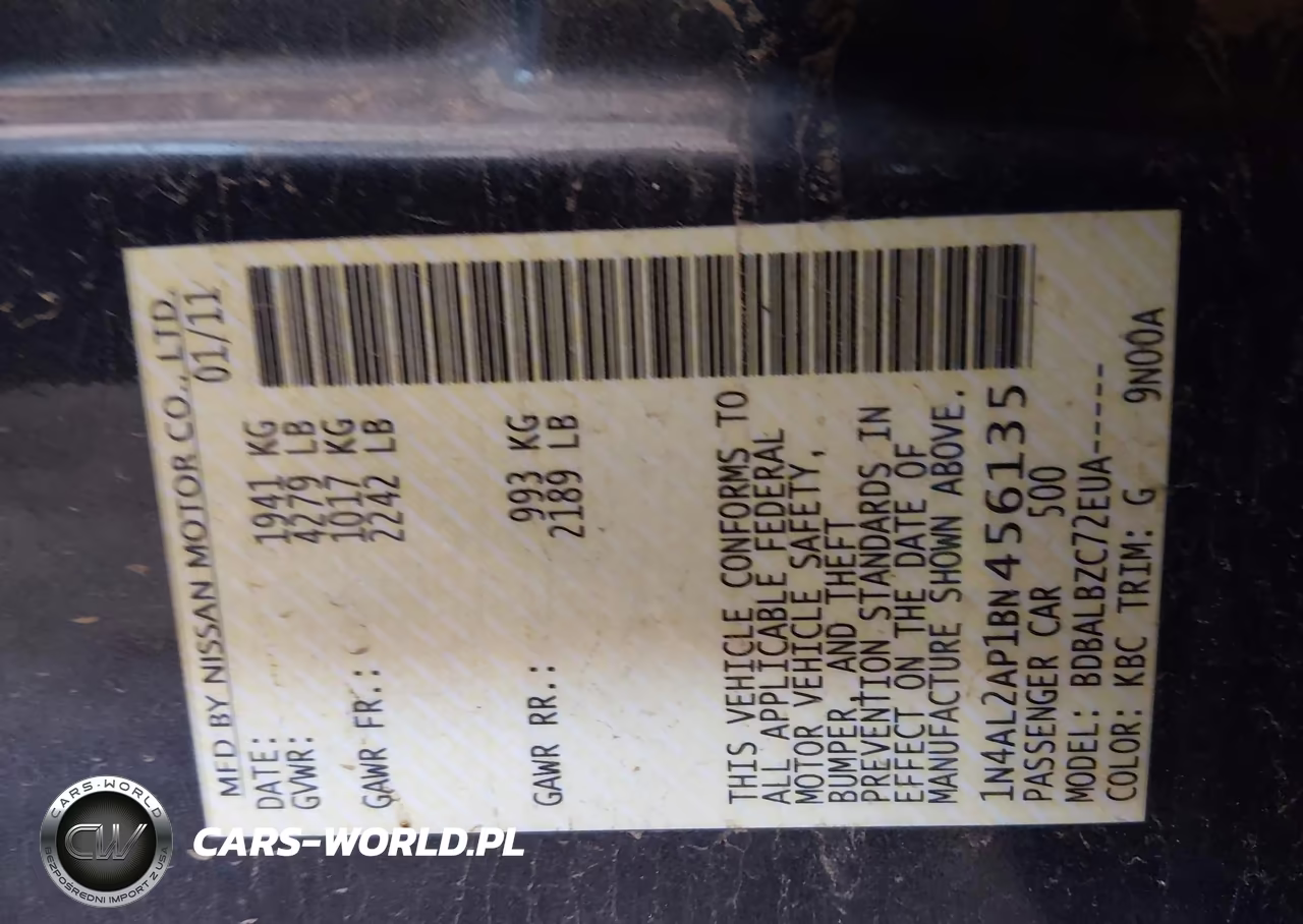 2011 Nissan Altima 2.5 S VIN:1N4AL2AP1BN456135 - 9