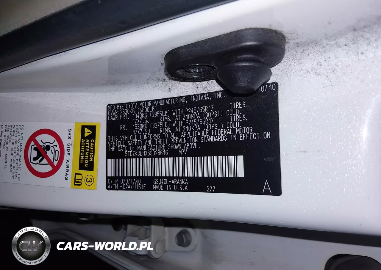 2011 Toyota Highlander Base V6 VIN:5TDZK3EHXBS028616 - 9