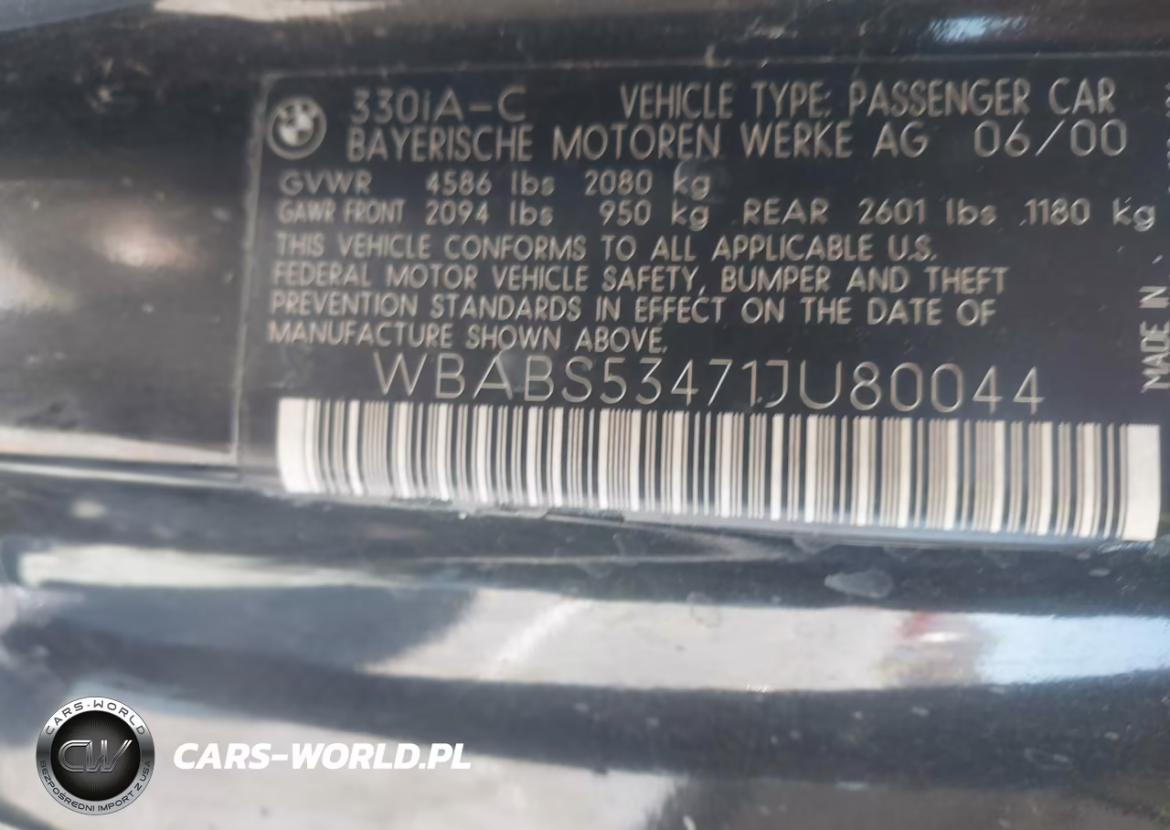 2001 BMW 330Ci VIN:WBABS53471JU80044 - 9