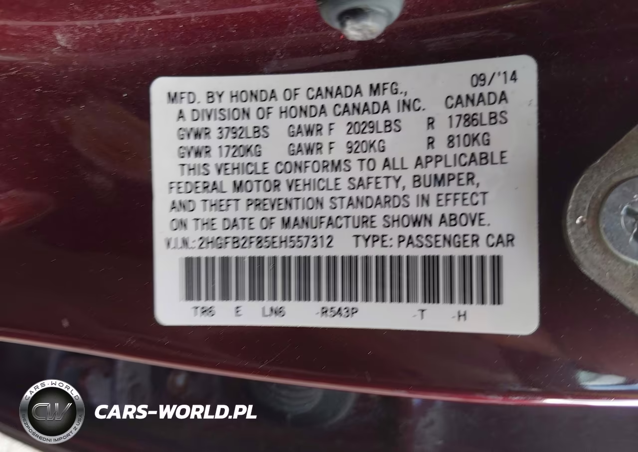 2014 Honda Civic Ex VIN:2HGFB2F85EH557312 - 9