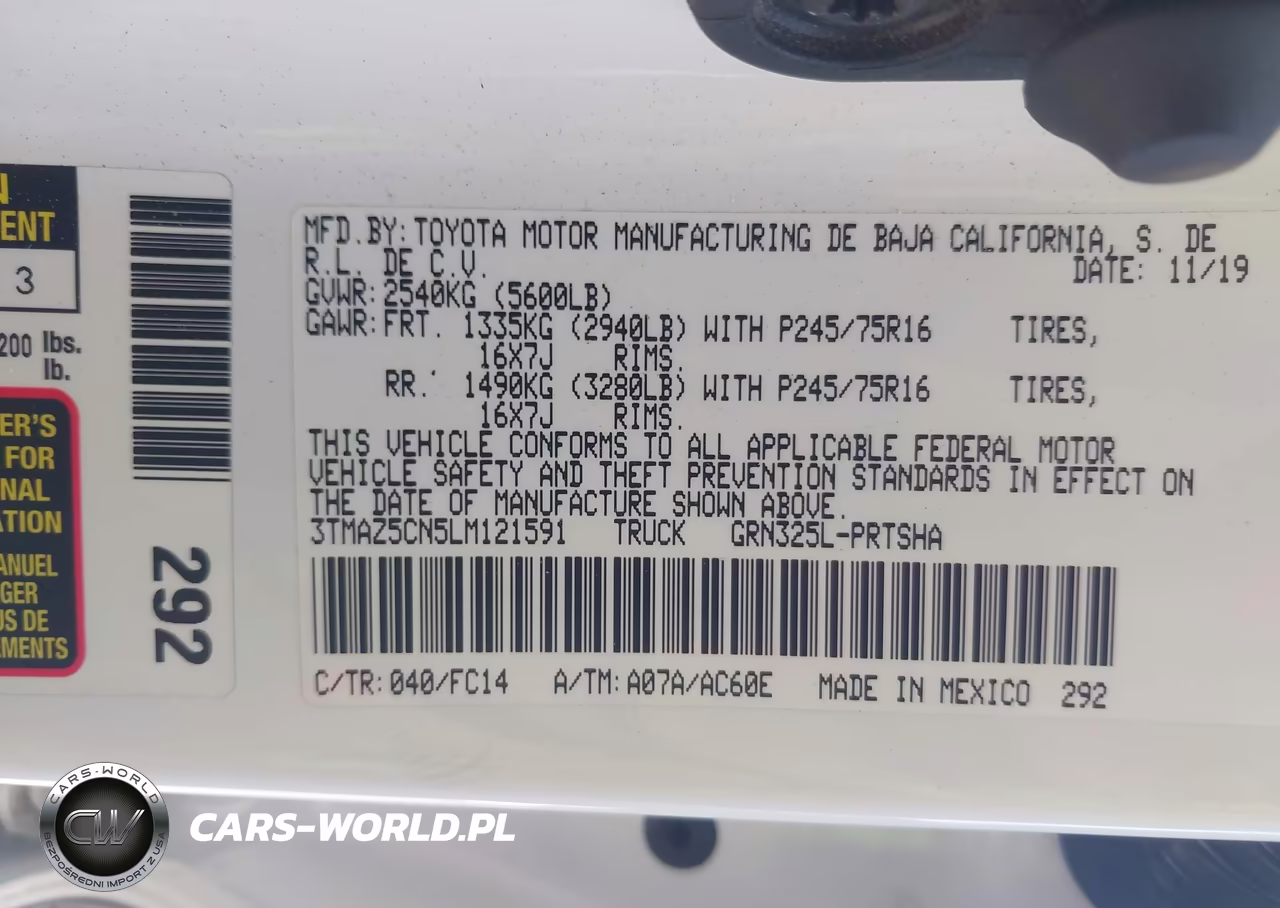 2020 Toyota Tacoma Sr5 V6 VIN:3TMAZ5CN5LM121591 - 9
