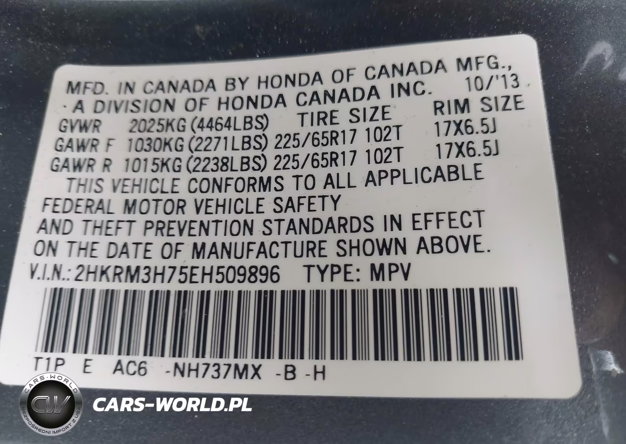 2014 Honda Cr-V Ex-L VIN:2HKRM3H75EH509896 - 9